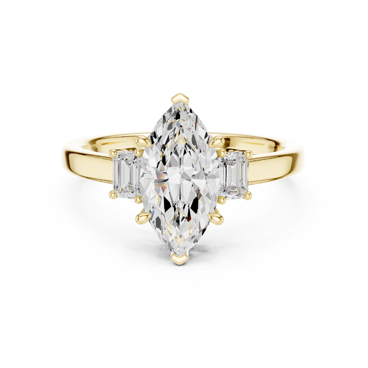 Marquise Cut Diamond Three-Stone Engagement Ring