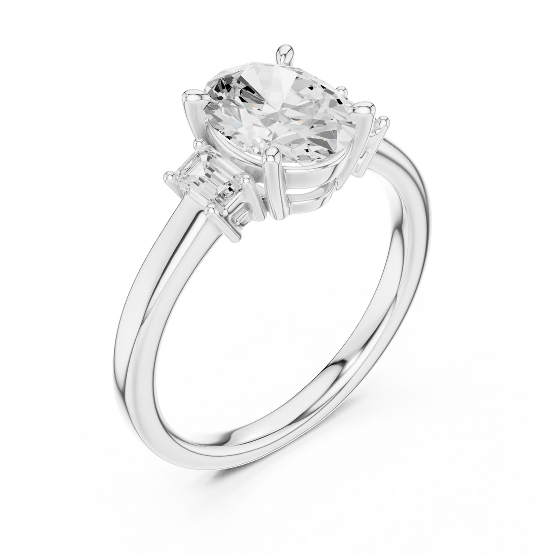 Princess Cut Diamond Three-Stone Engagement Ring