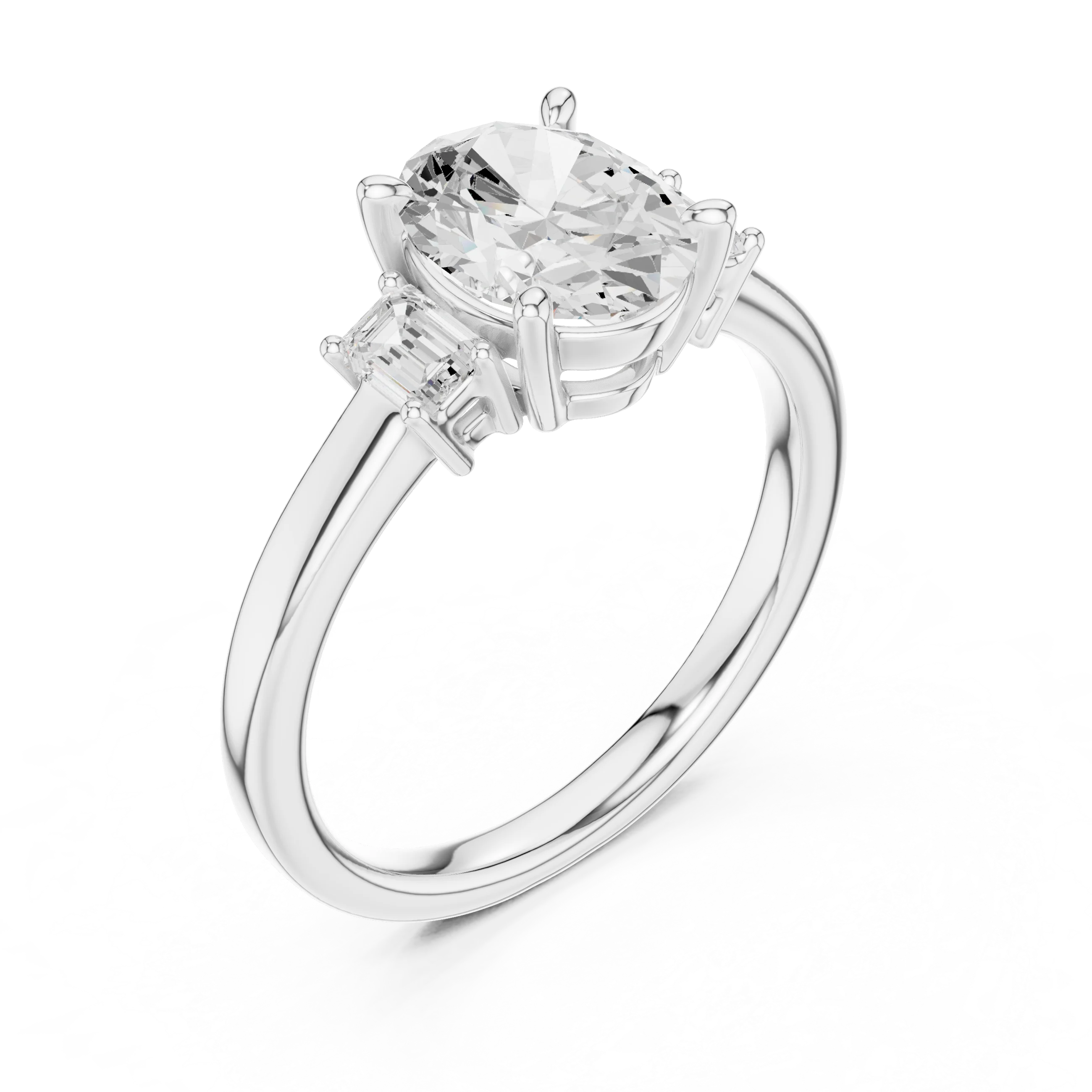 Oval Cut Diamond Three-Stone Engagement Ring