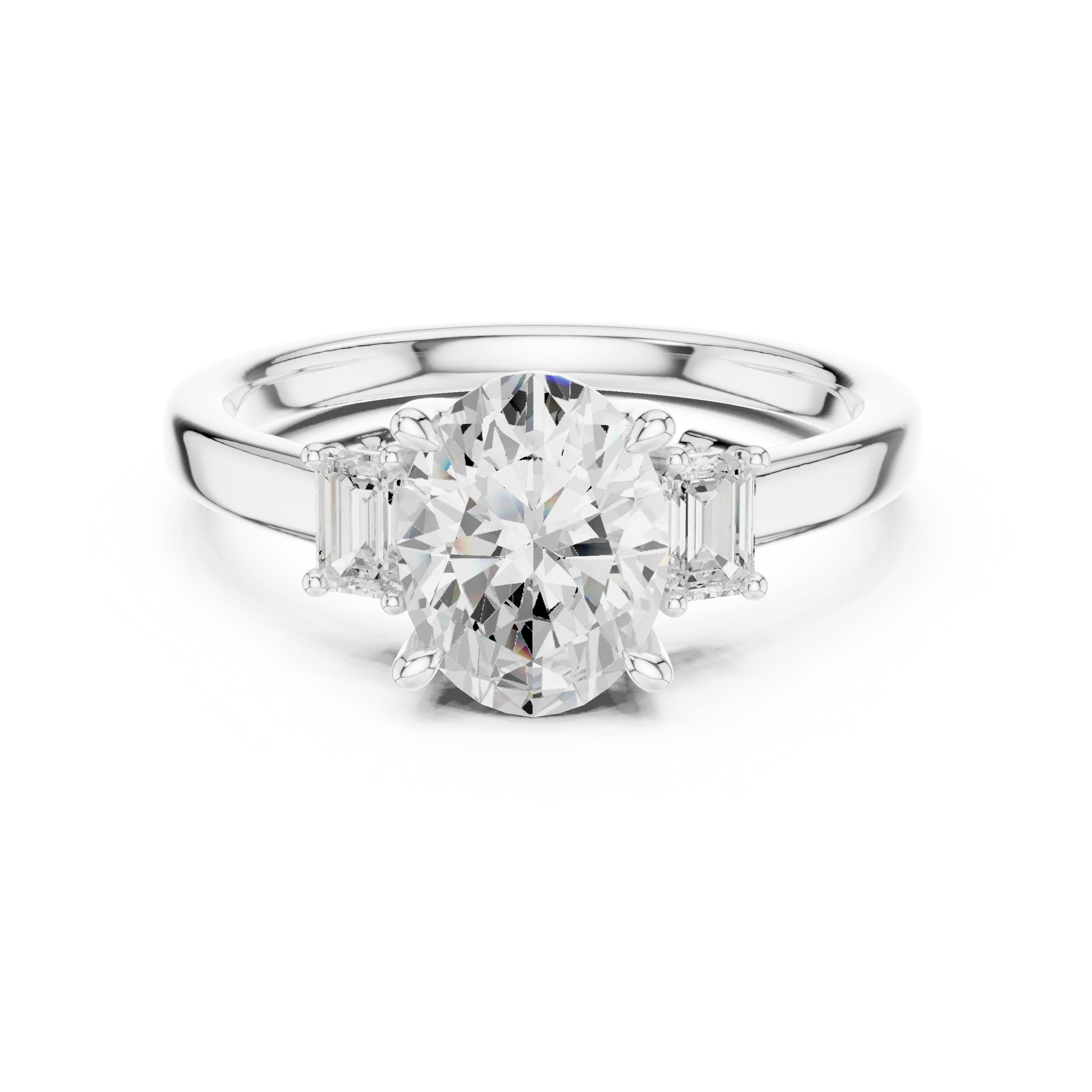 Oval Cut Diamond Three-Stone Engagement Ring