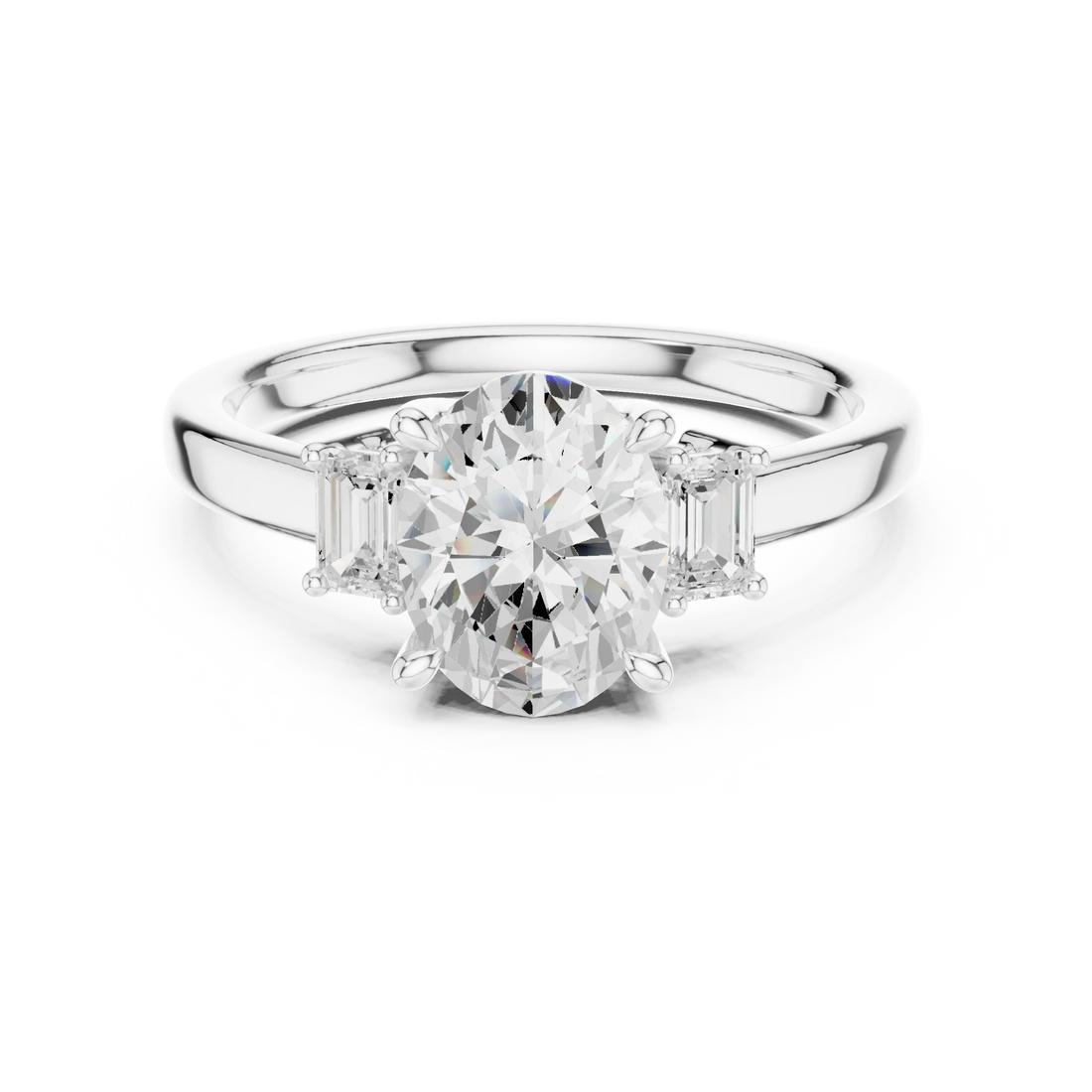 Oval Cut Diamond Three-Stone Engagement Ring