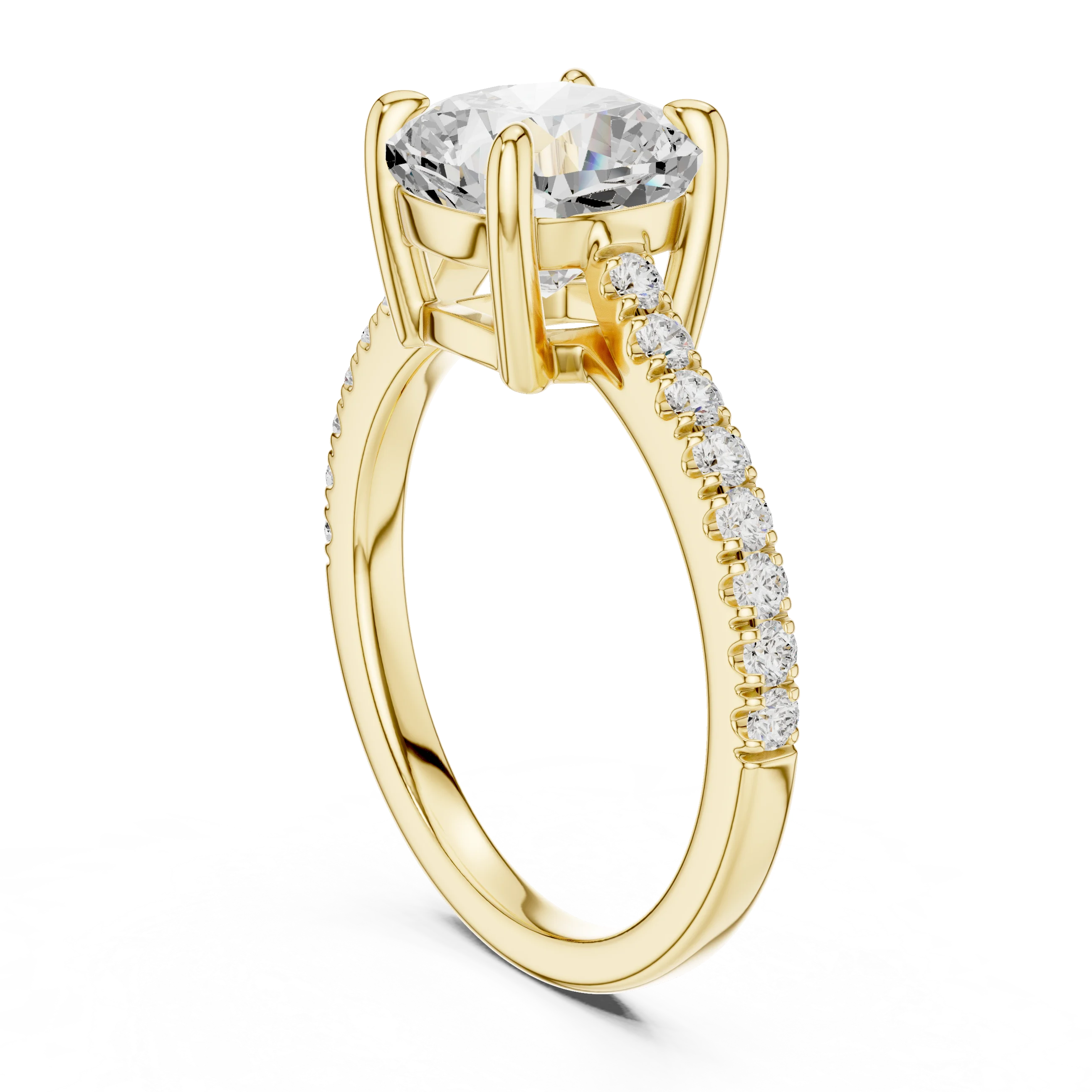 Cushion Cut Diamond Pave Band Engagement Ring