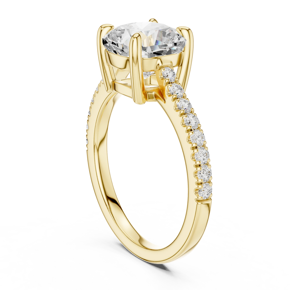 Cushion Cut Diamond Pave Band Engagement Ring