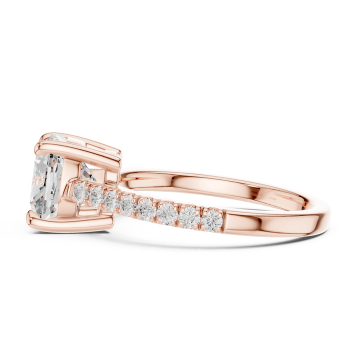 Cushion Cut Diamond Pave Band Engagement Ring