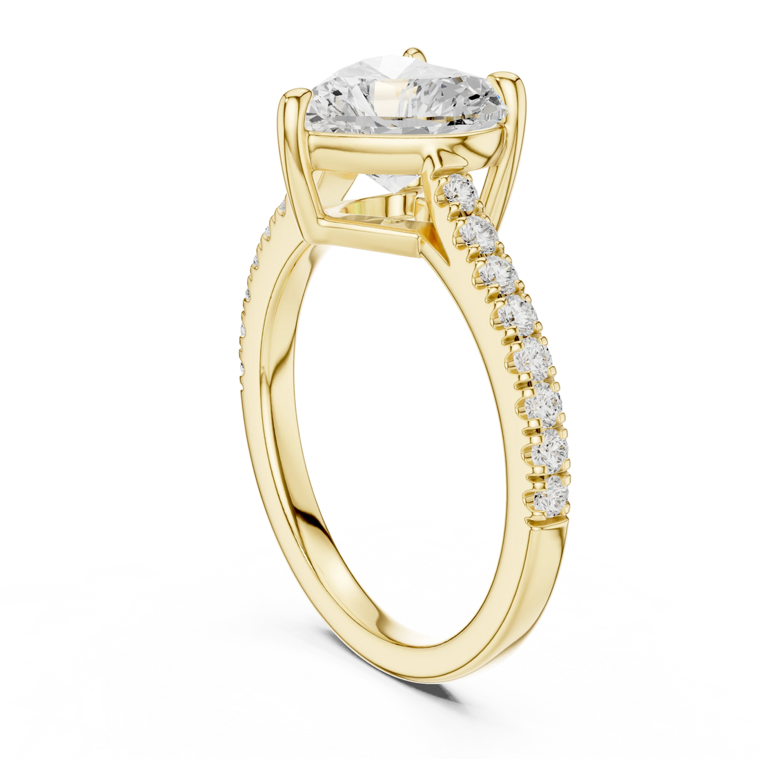 Heart Cut Diamond Pave Band Engagement Ring