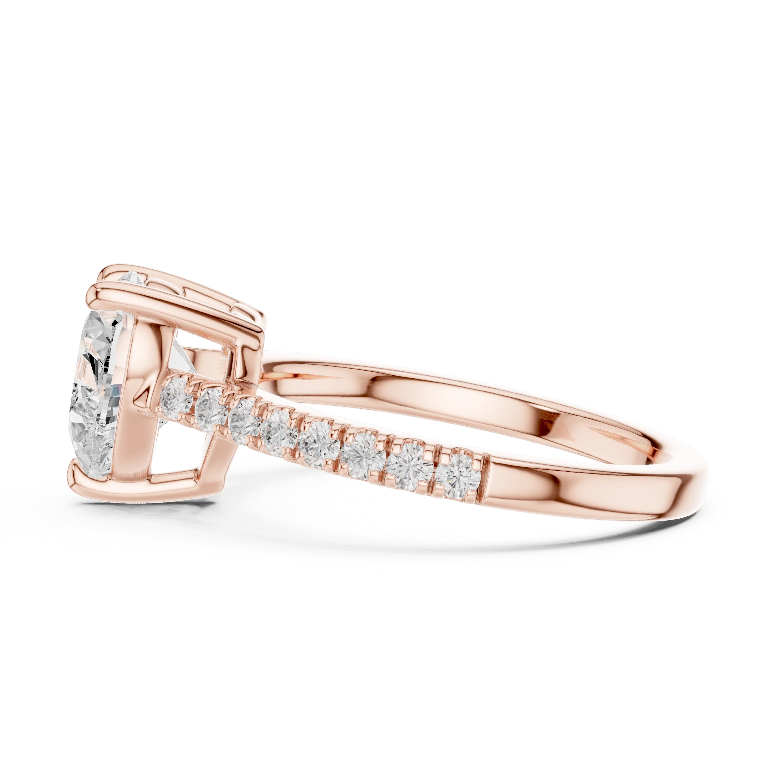 Heart Cut Diamond Pave Band Engagement Ring