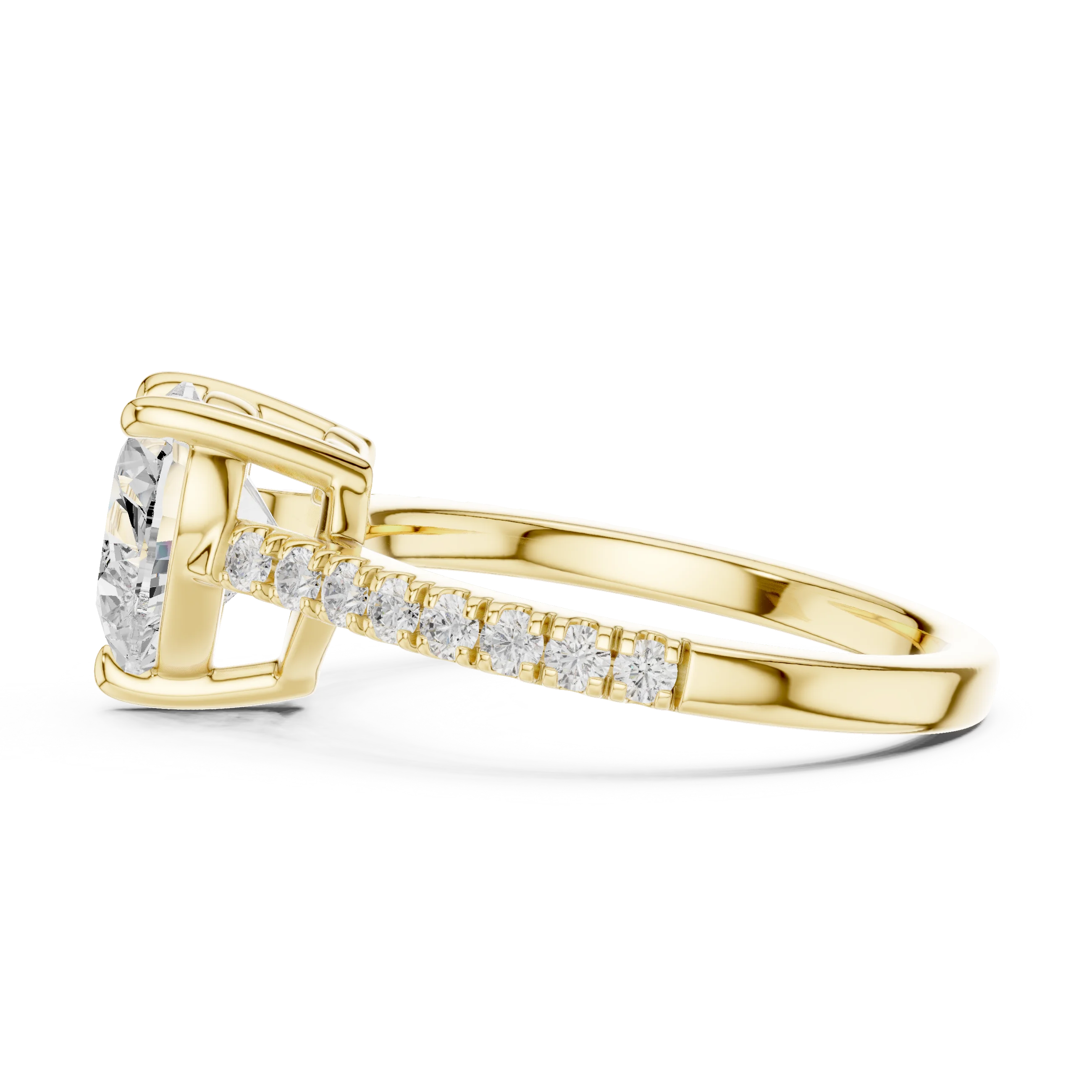 Heart Cut Diamond Pave Band Engagement Ring