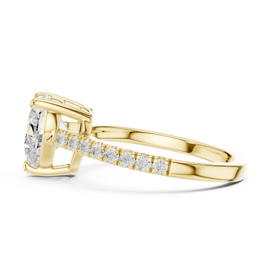 Heart Cut Diamond Pave Band Engagement Ring