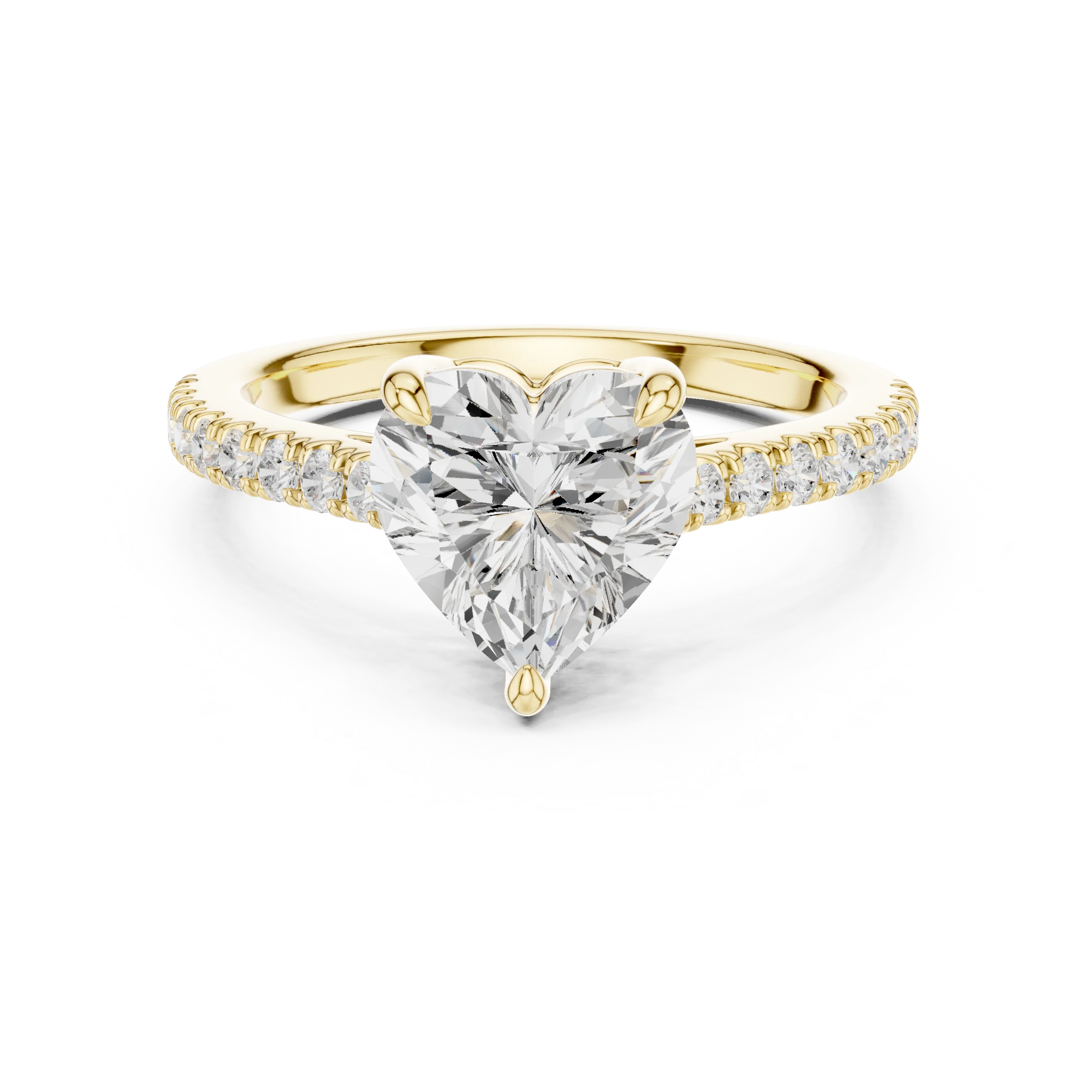 Heart Cut Diamond Pave Band Engagement Ring