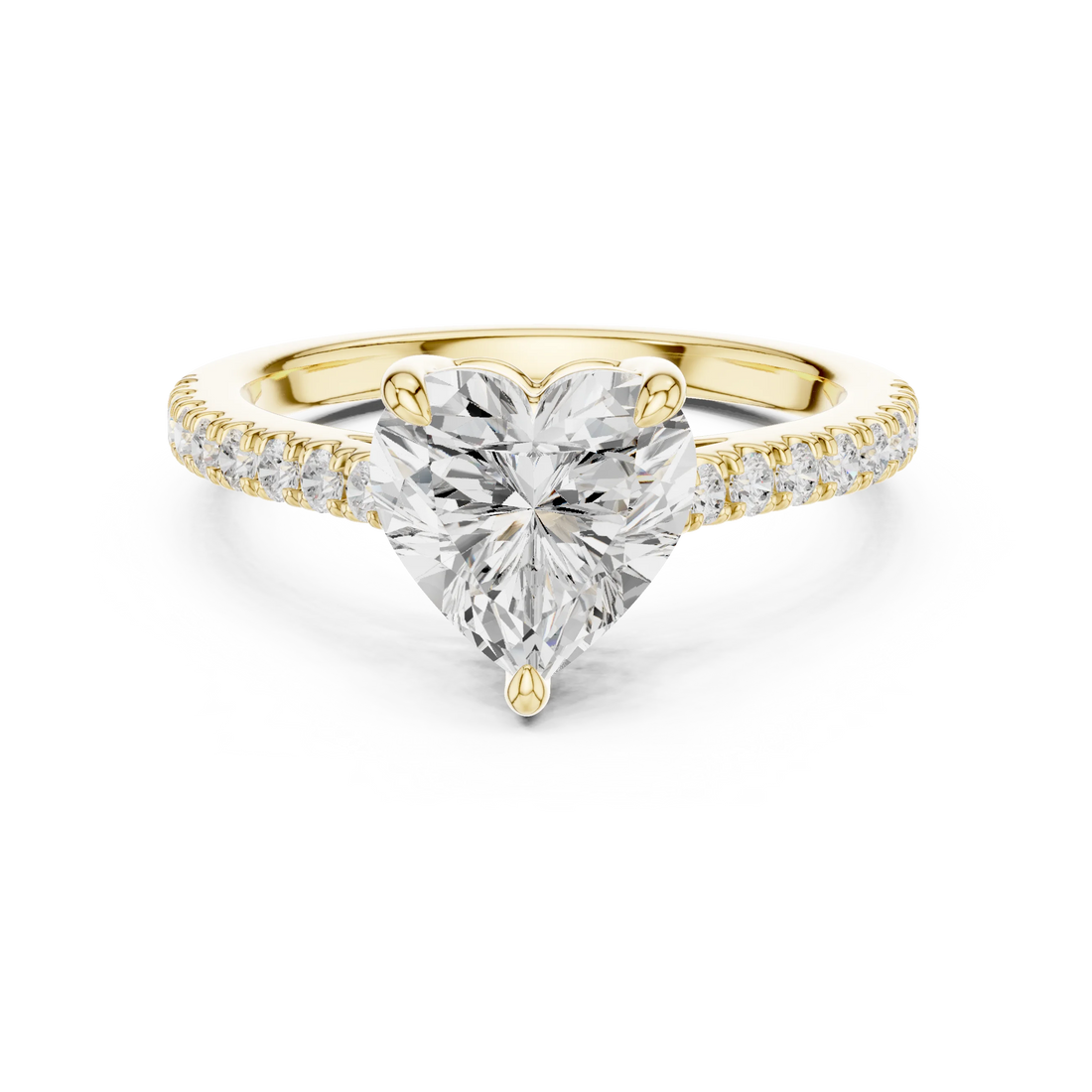 Heart Cut Diamond Pave Band Engagement Ring