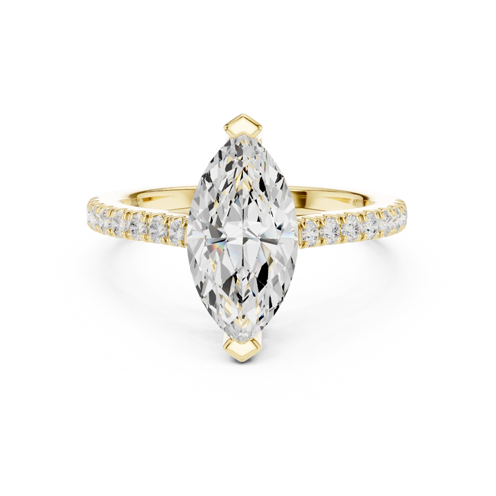 Marquise Cut Diamond Pave Band Engagement Ring