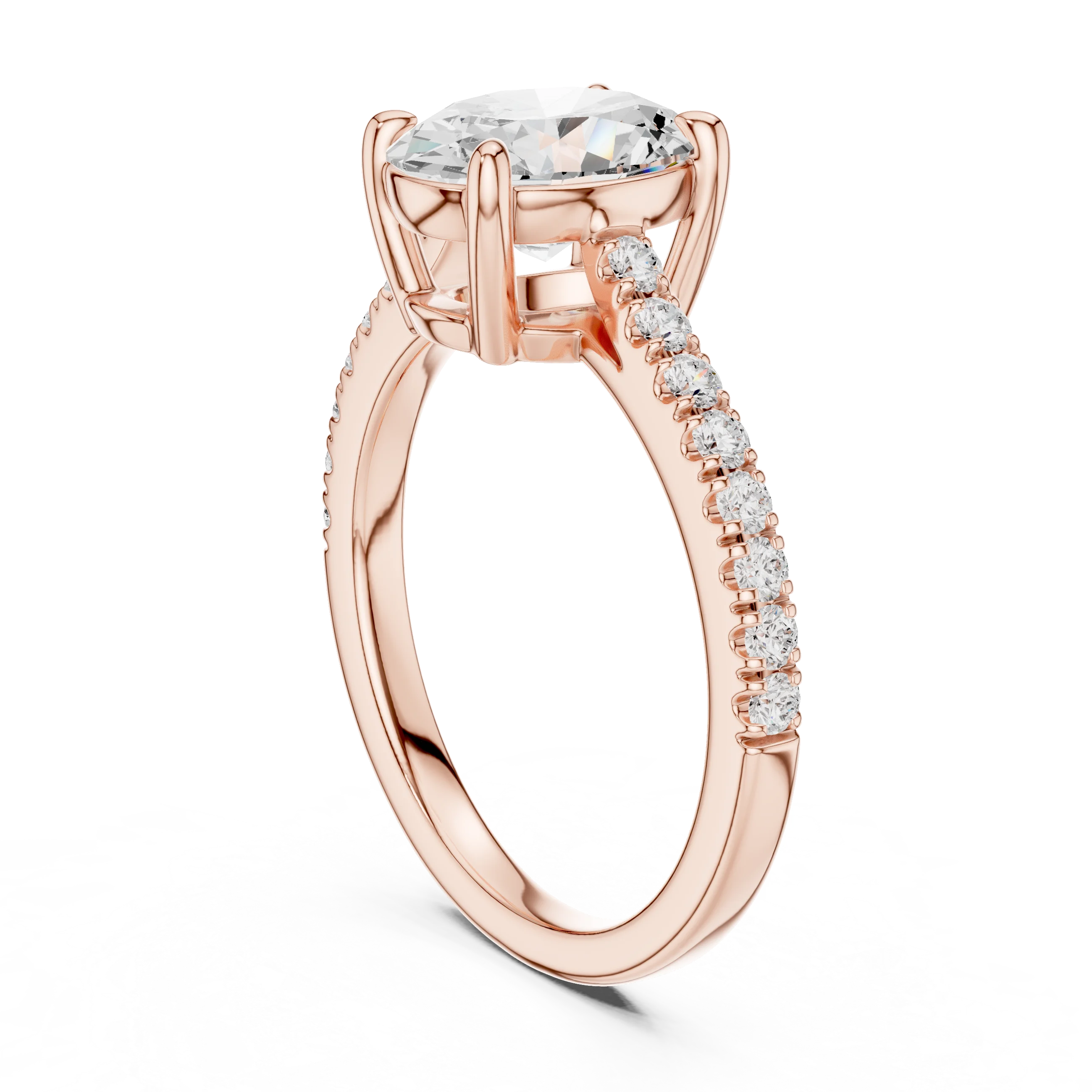 Oval Cut Diamond Pave Band Engagement Ring