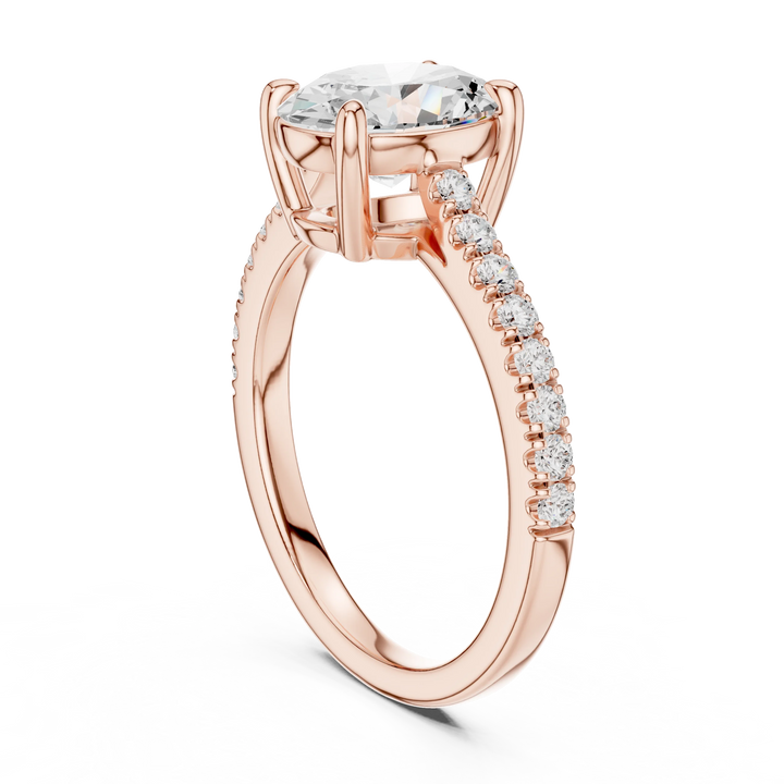 Oval Cut Diamond Pave Band Engagement Ring