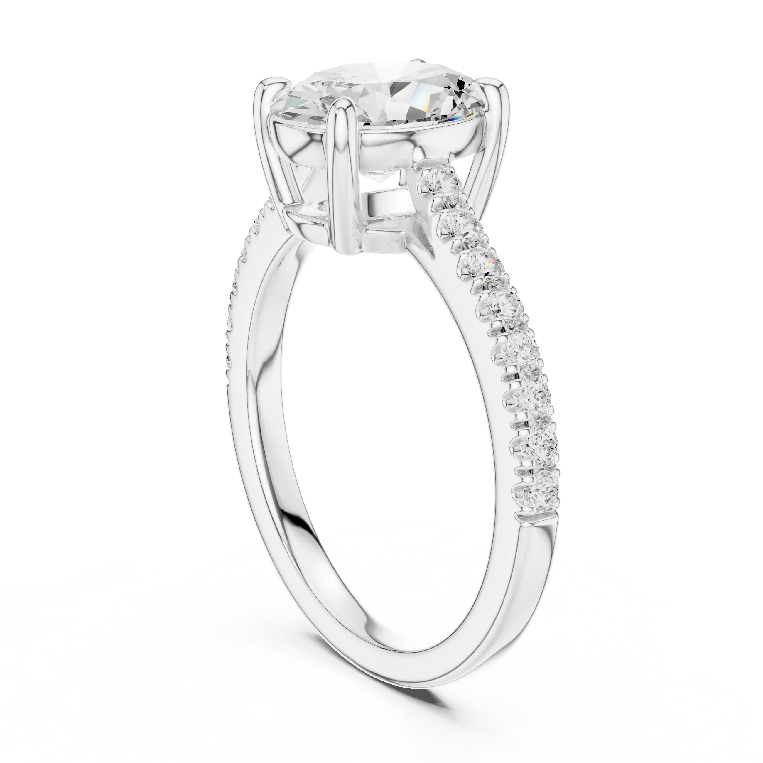 Oval Cut Diamond Pave Band Engagement Ring