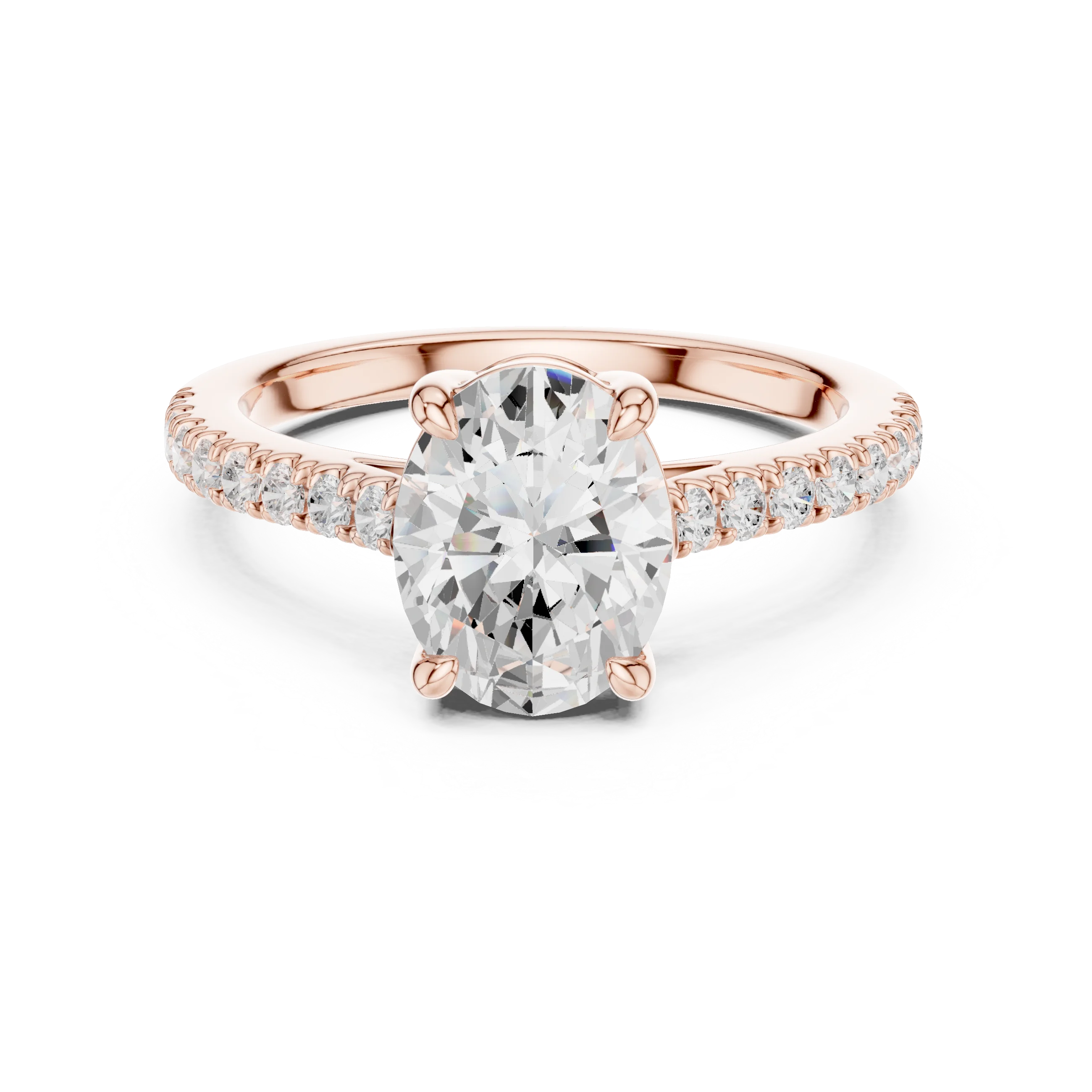 Oval Cut Diamond Pave Band Engagement Ring