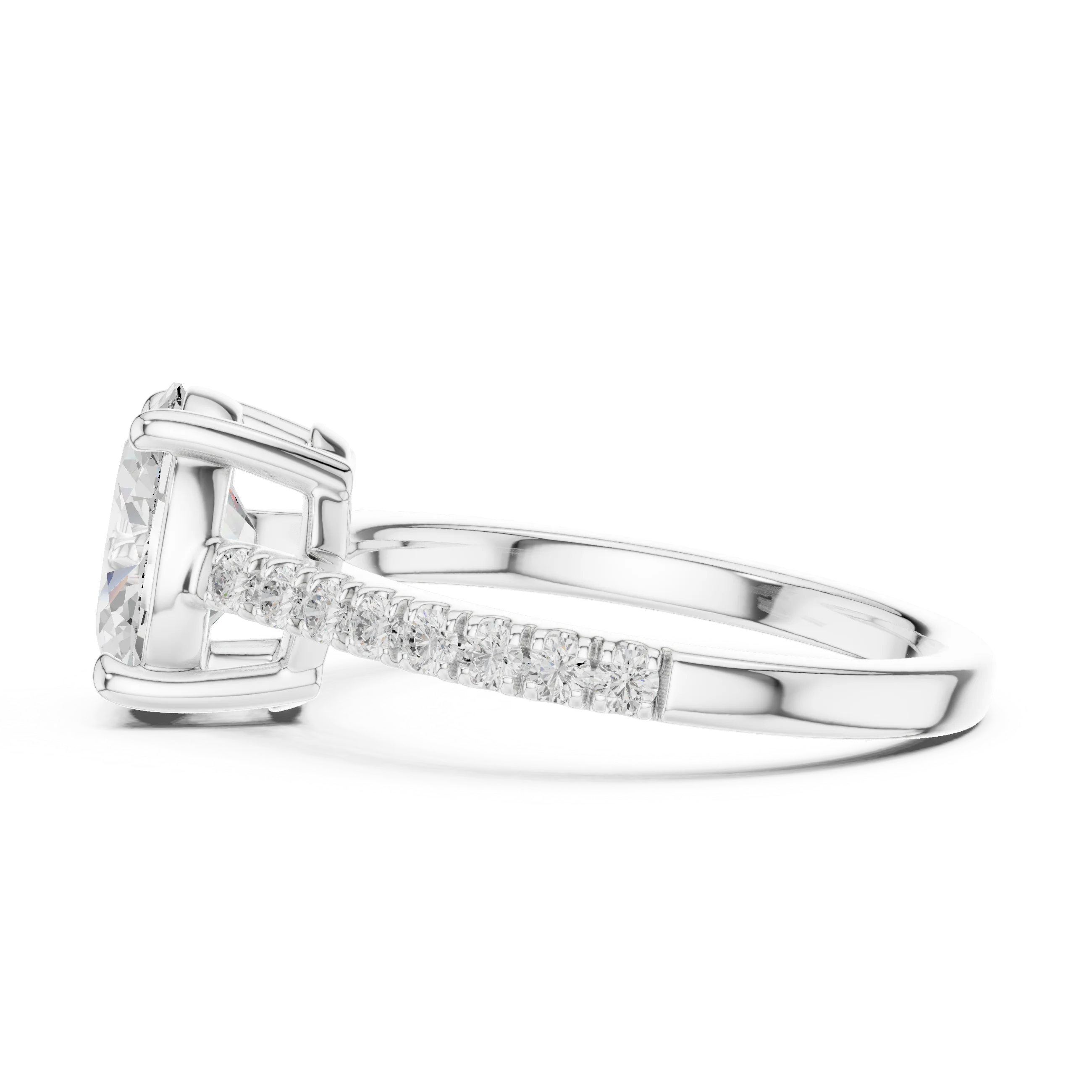 Oval Cut Diamond Pave Band Engagement Ring