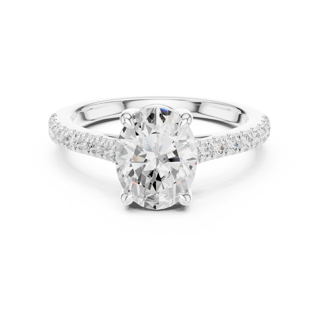 Oval Cut Diamond Pave Band Engagement Ring