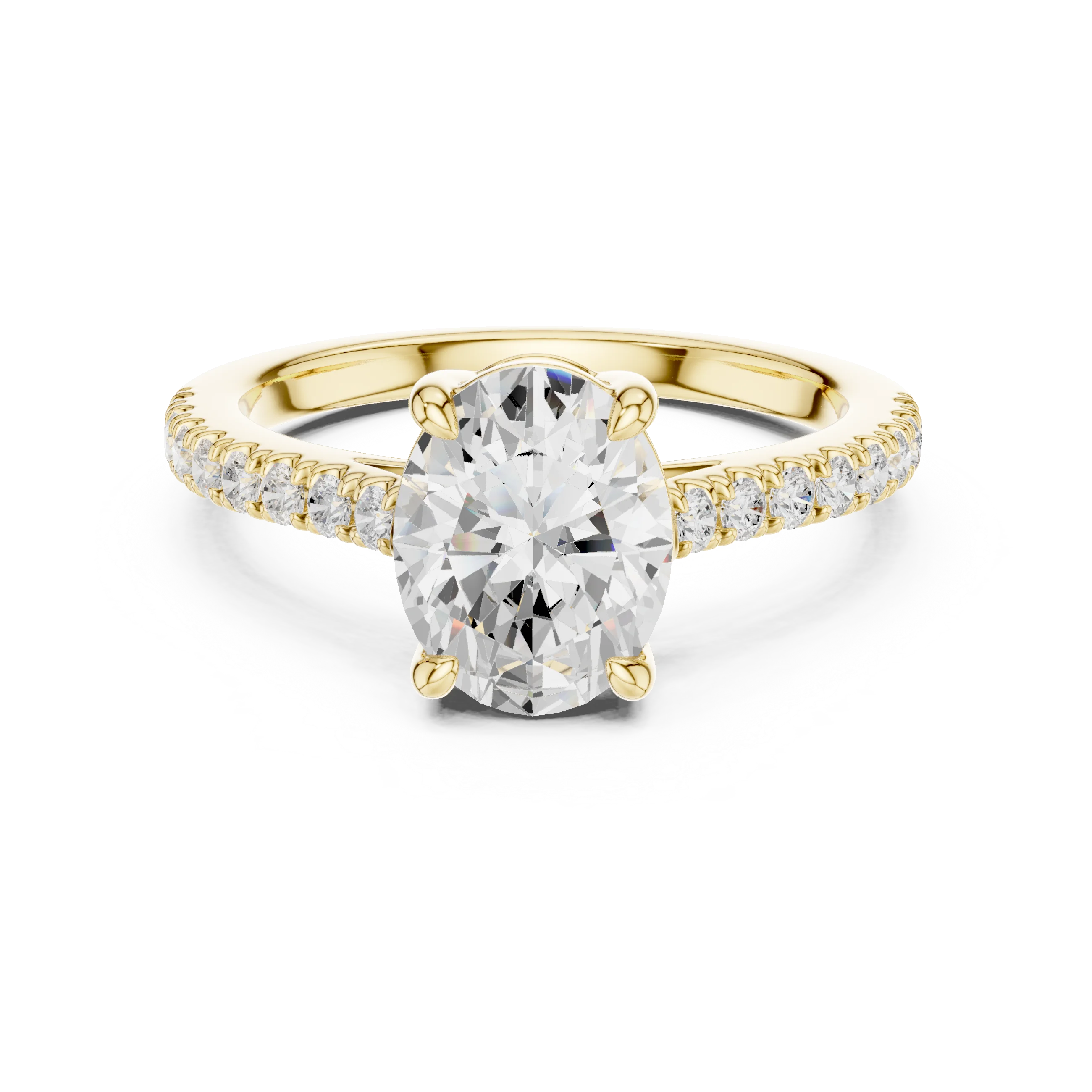 Oval Cut Diamond Pave Band Engagement Ring