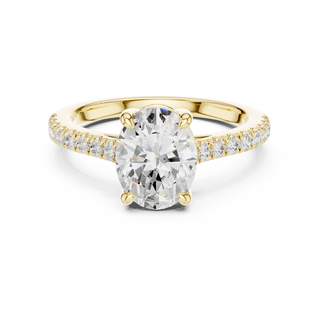 Oval Cut Diamond Pave Band Engagement Ring