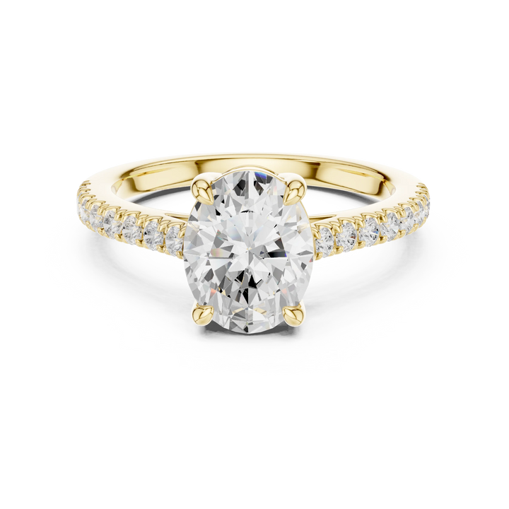 Oval Cut Diamond Pave Band Engagement Ring