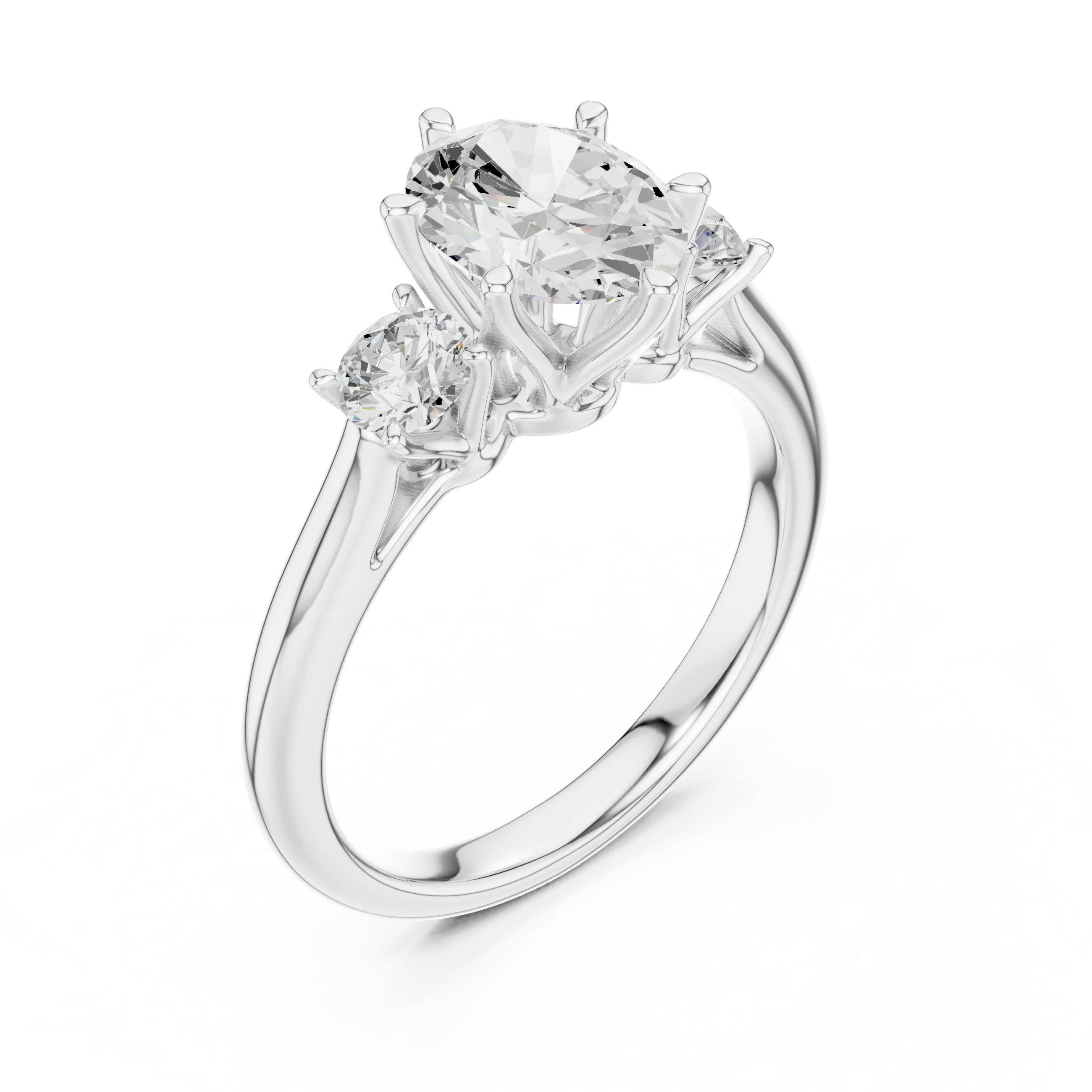 Oval Diamond Three-Stone Engagement Ring