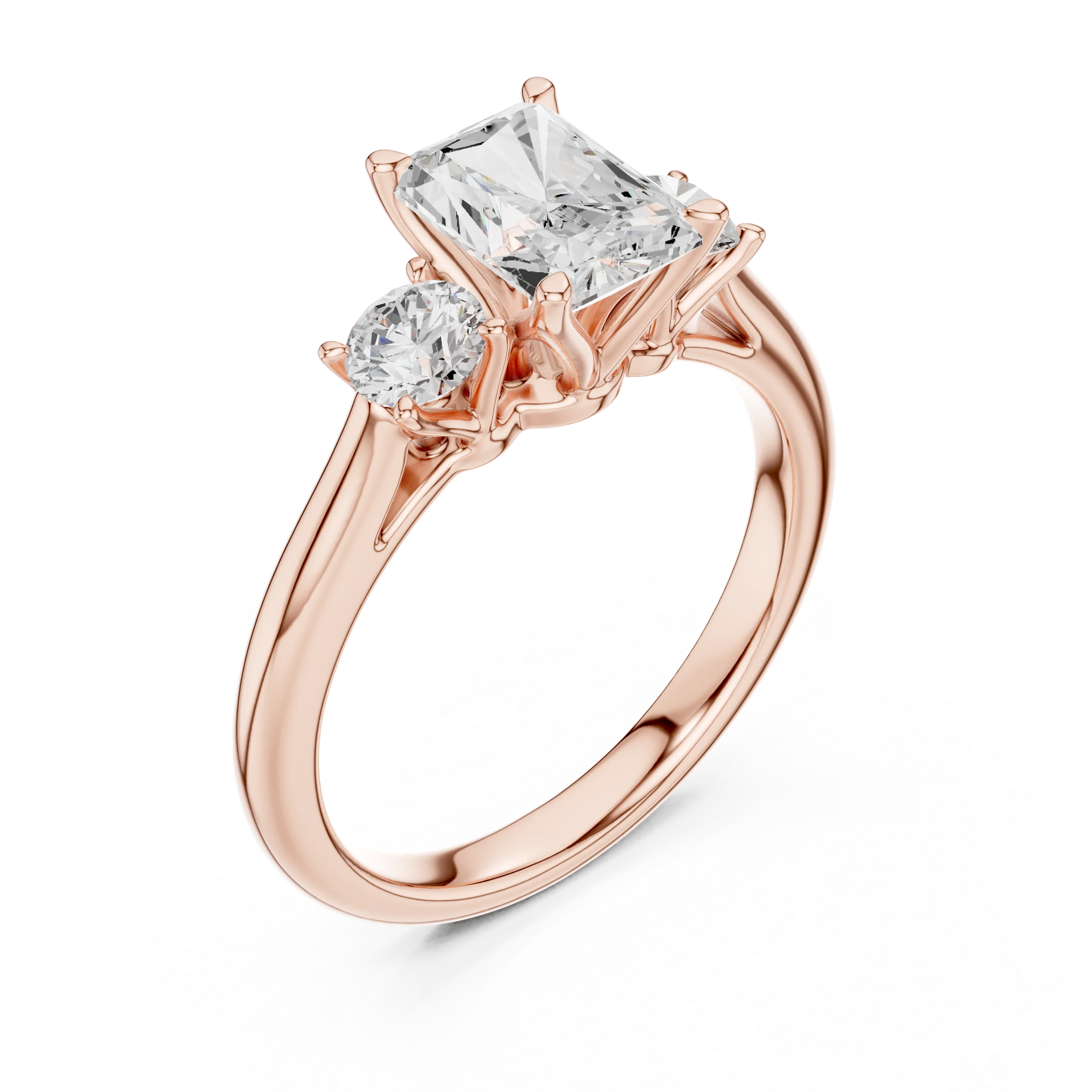 Radiant Diamond Three-Stone Engagement Ring