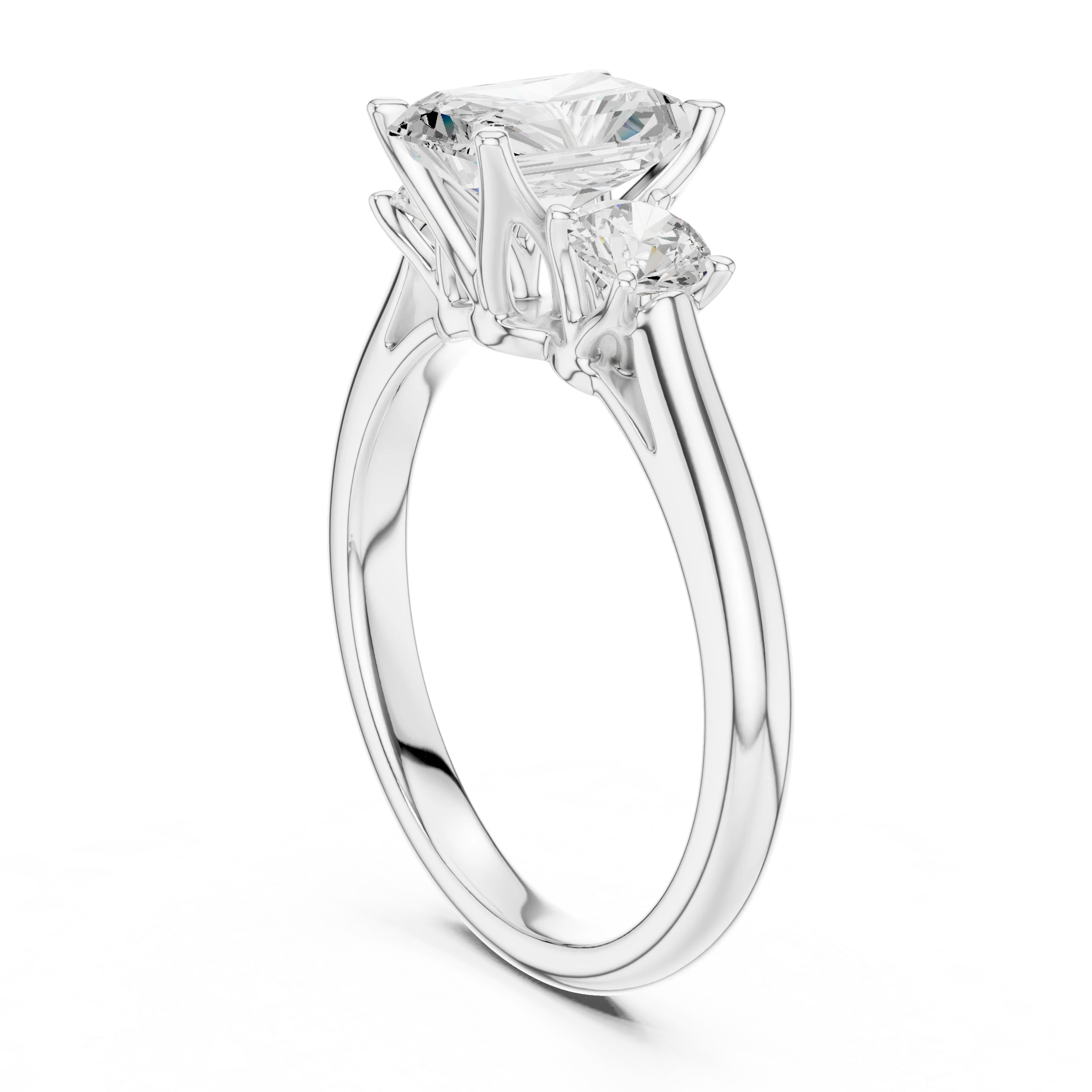 Radiant Diamond Three-Stone Engagement Ring