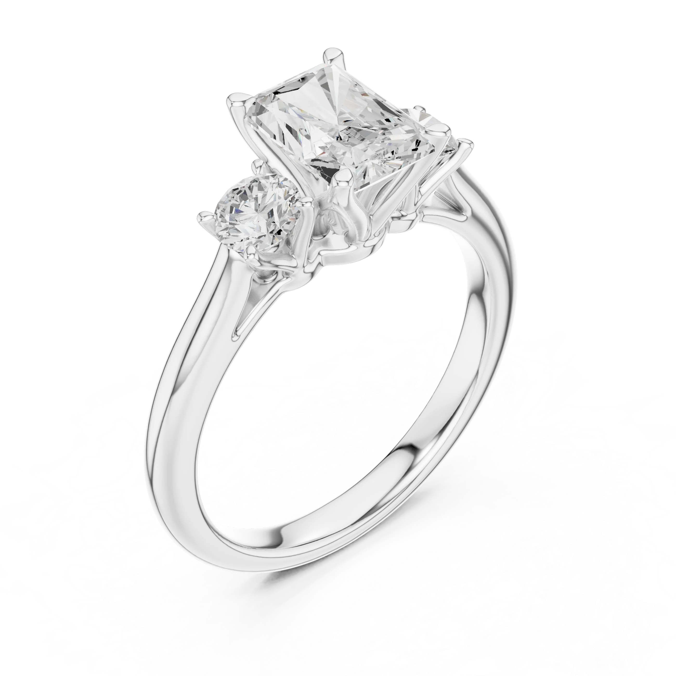 Radiant Diamond Three-Stone Engagement Ring