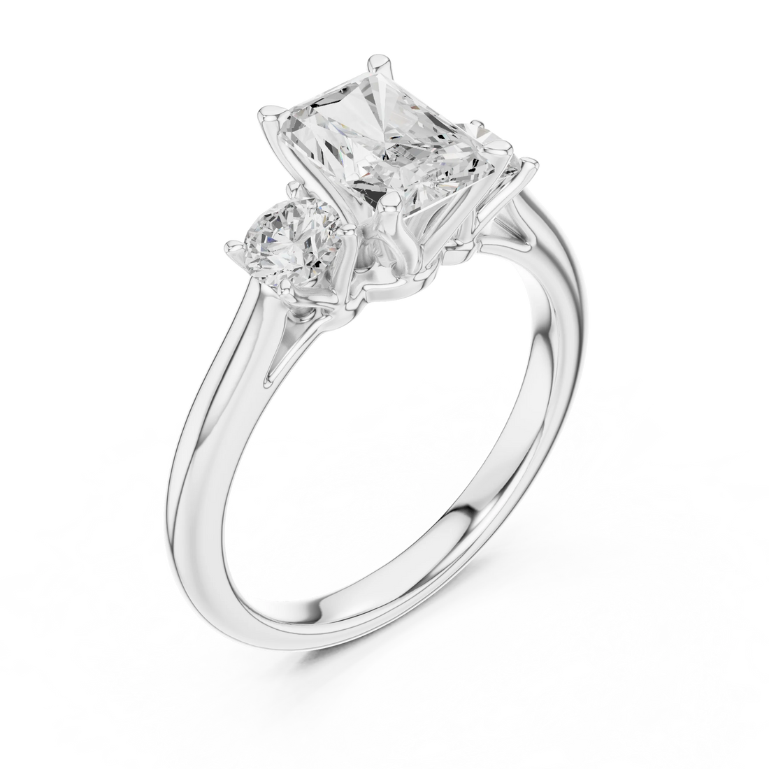 Radiant Diamond Three-Stone Engagement Ring