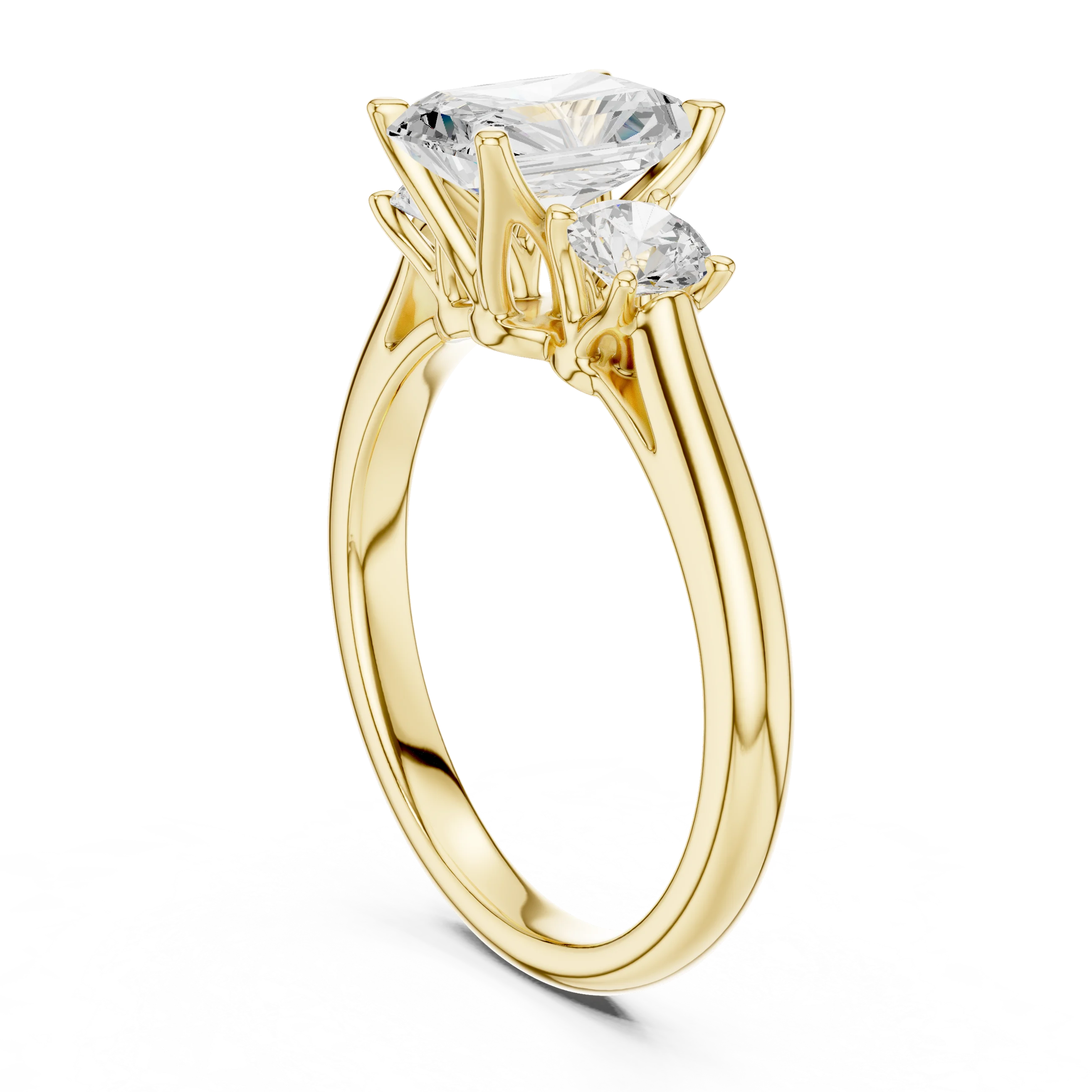 Radiant Diamond Three-Stone Engagement Ring