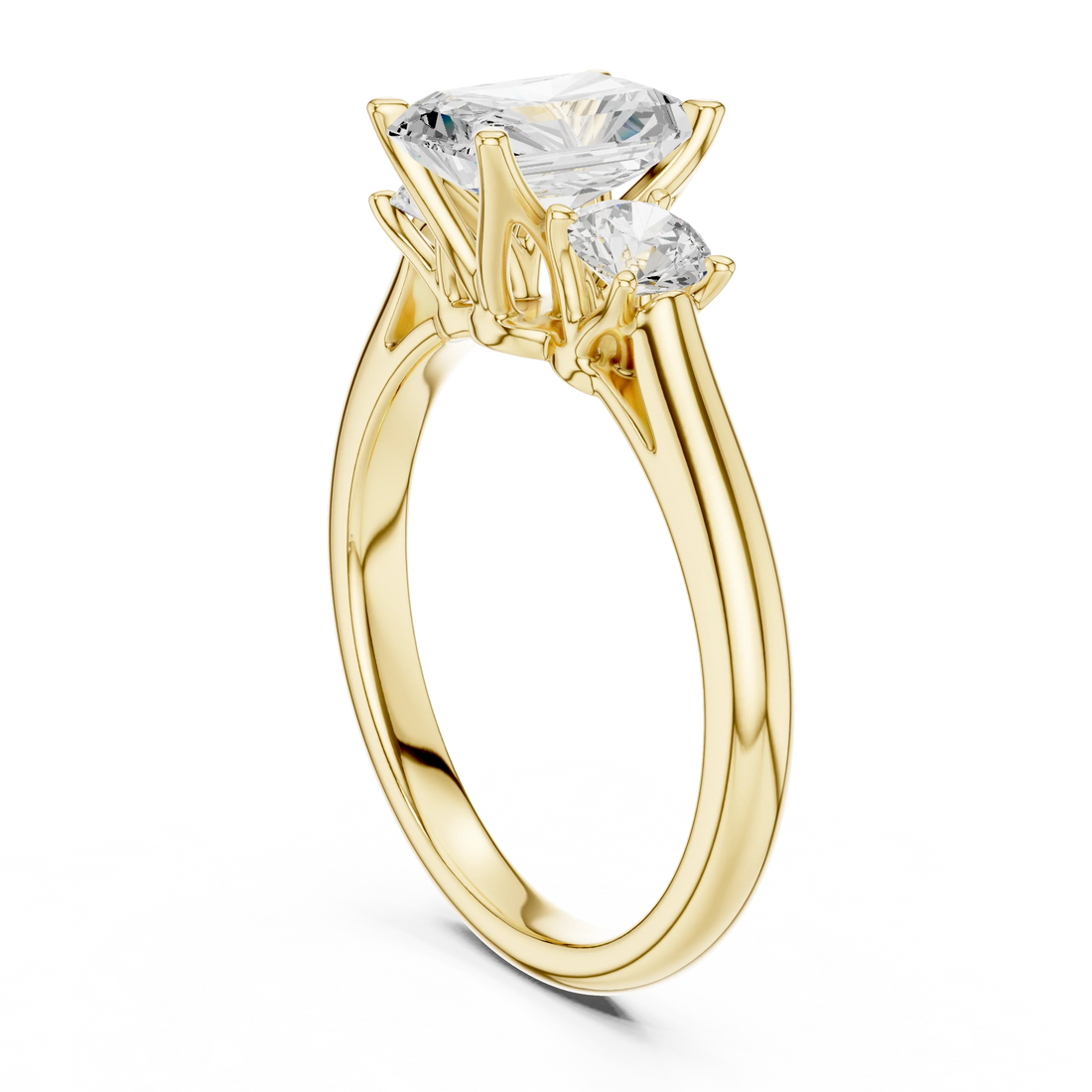 Radiant Diamond Three-Stone Engagement Ring