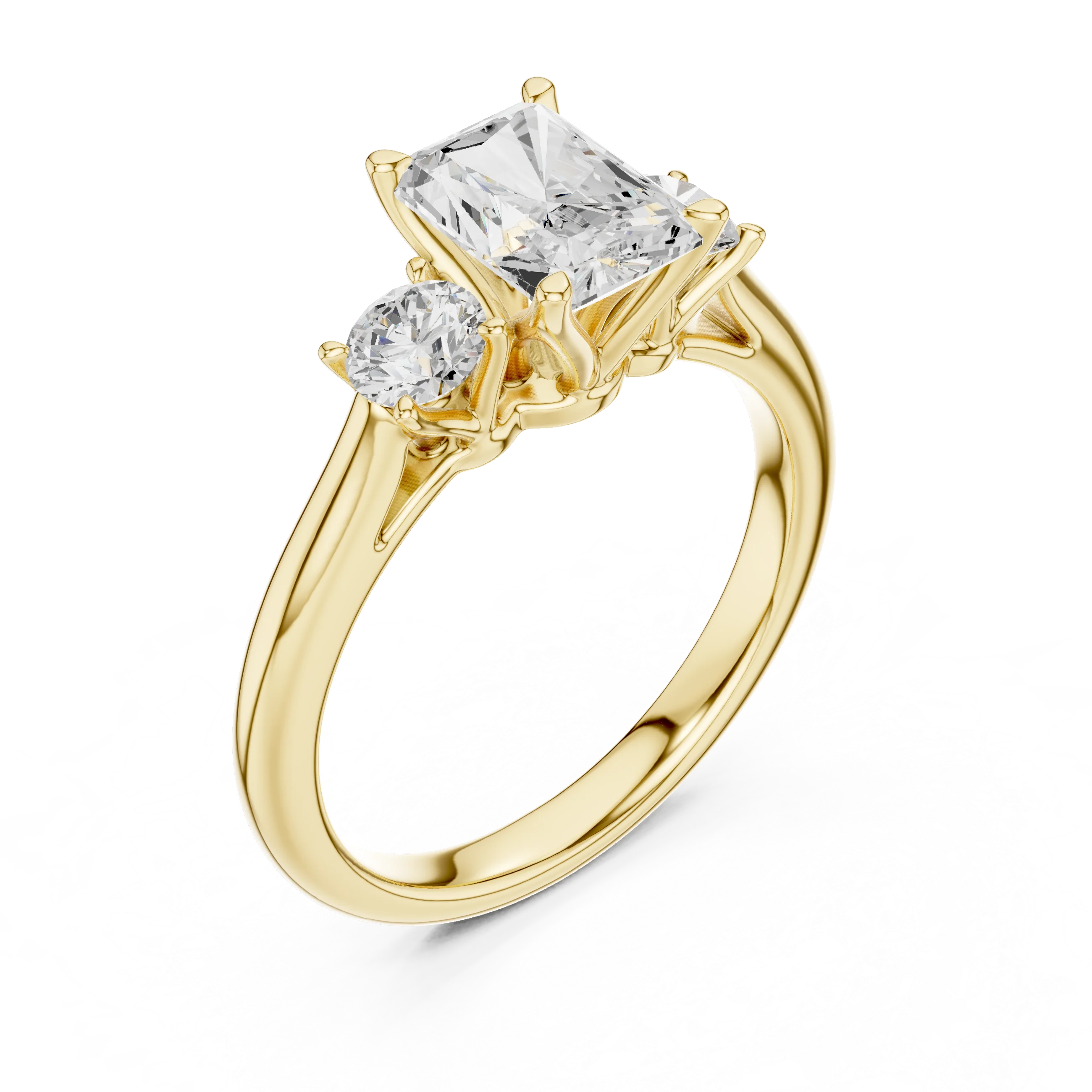 Radiant Diamond Three-Stone Engagement Ring