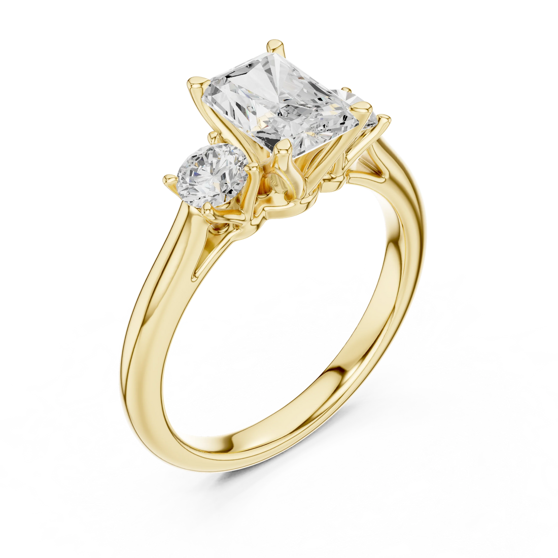 Radiant Diamond Three-Stone Engagement Ring