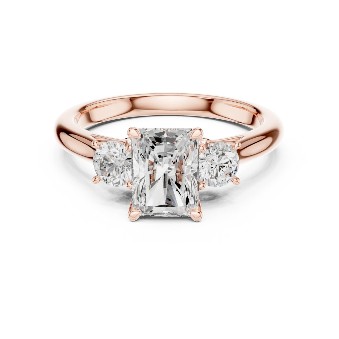 Radiant Diamond Three-Stone Engagement Ring