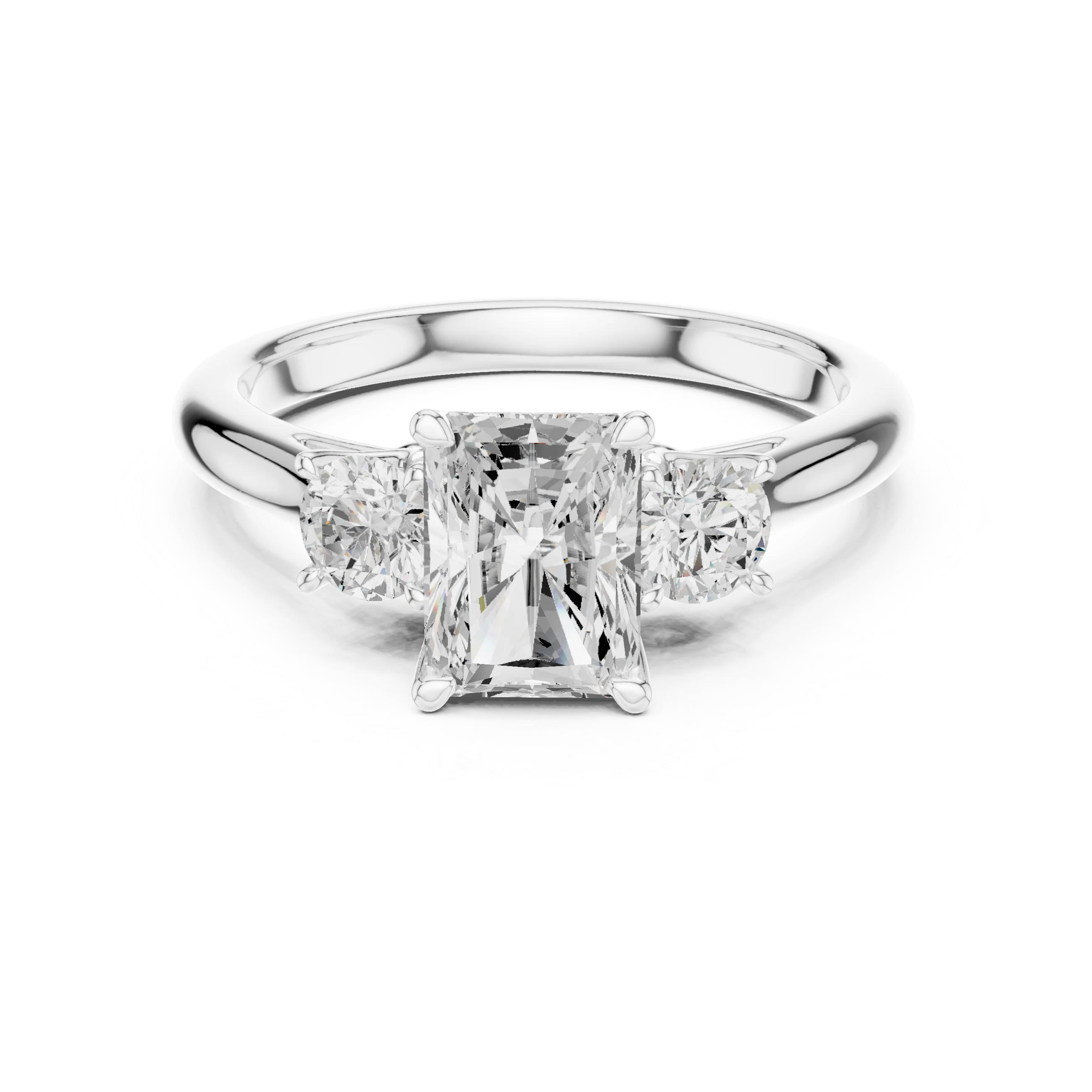 Radiant Diamond Three-Stone Engagement Ring