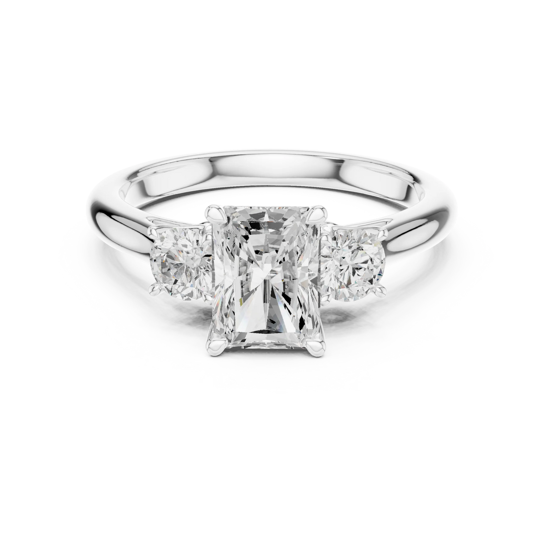 Radiant Diamond Three-Stone Engagement Ring