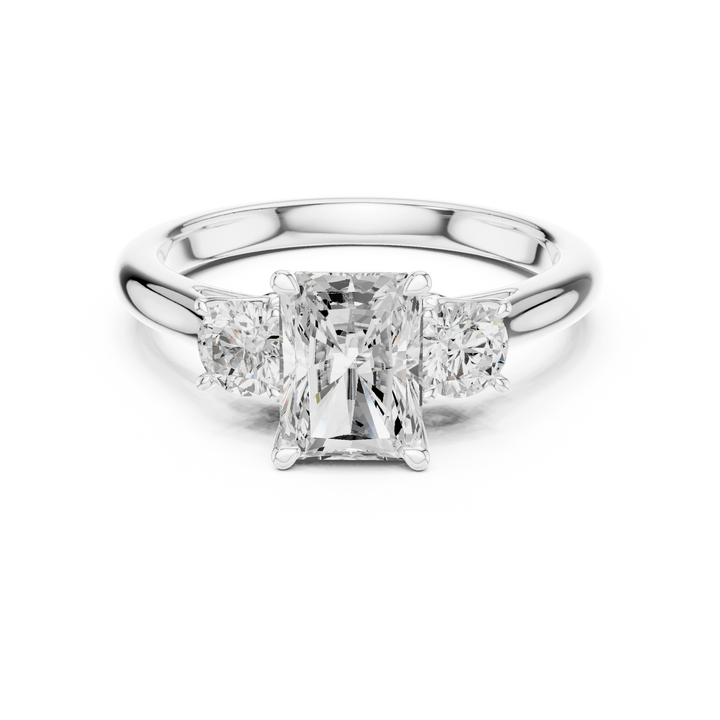 Radiant Diamond Three-Stone Engagement Ring