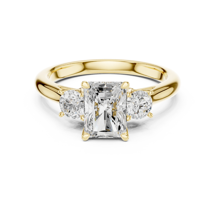 Radiant Diamond Three-Stone Engagement Ring