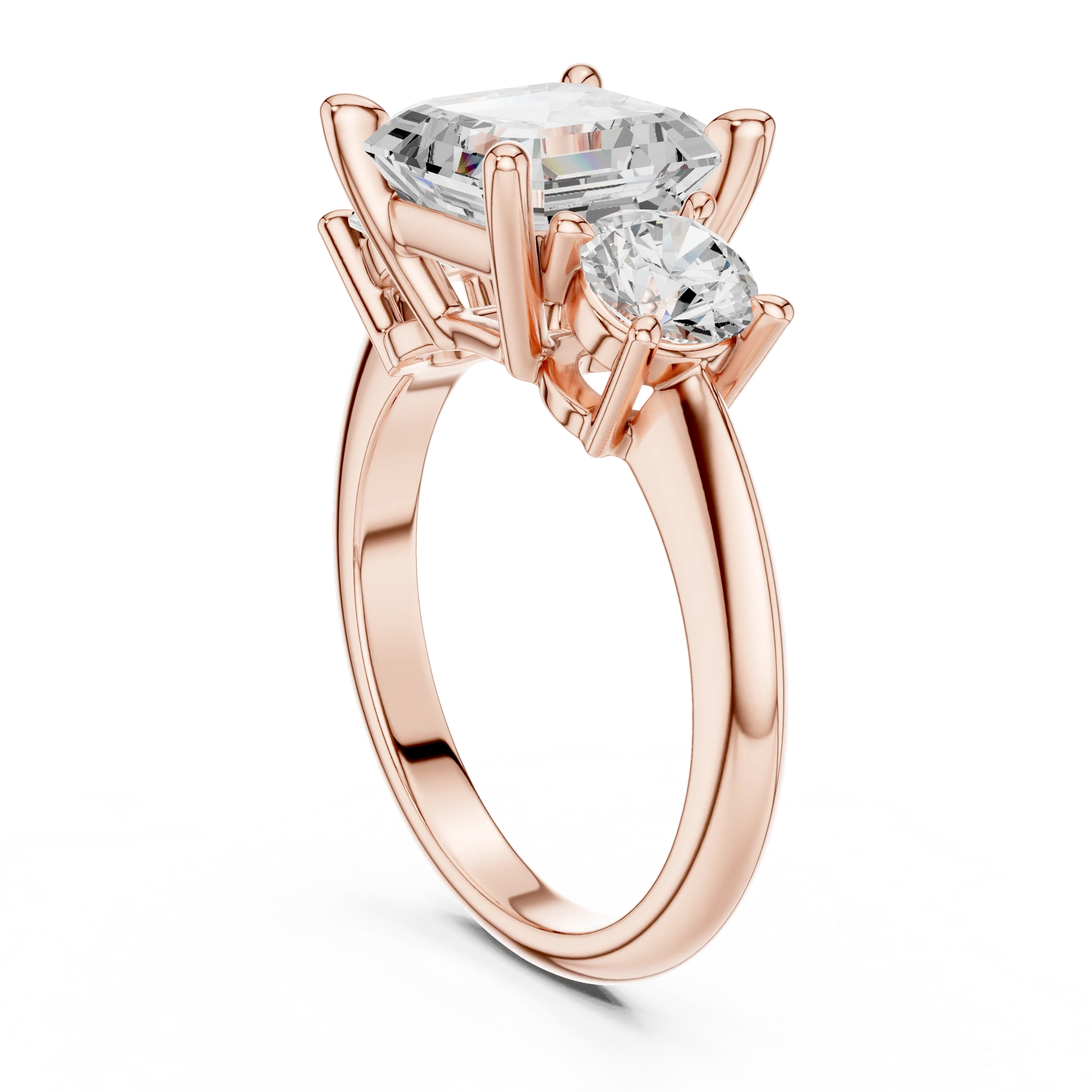 Asscher Cut Diamond Three-Stone Engagement Ring