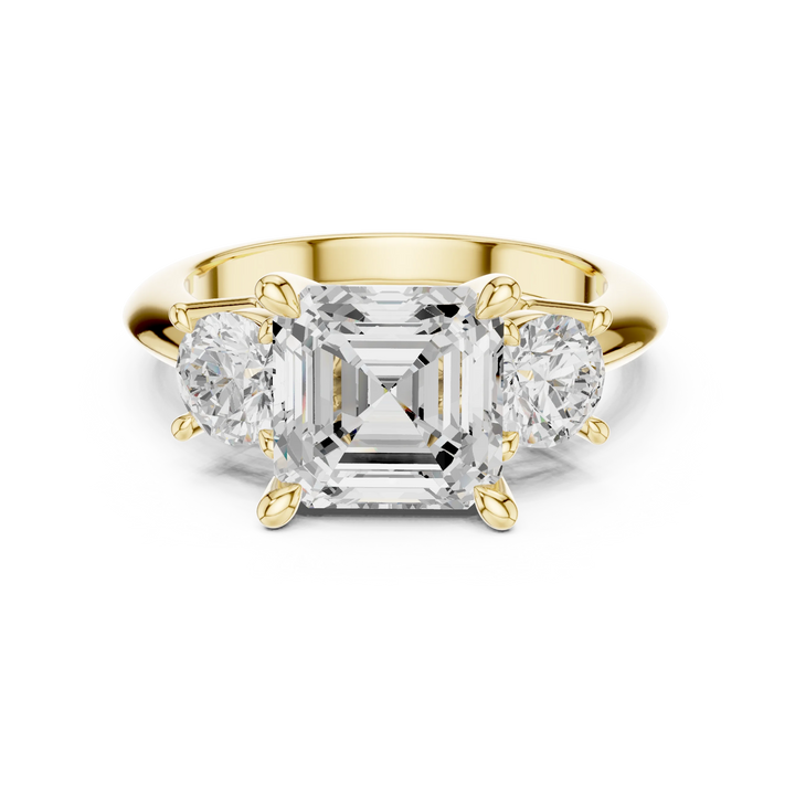 Asscher Cut Diamond Three-Stone Engagement Ring