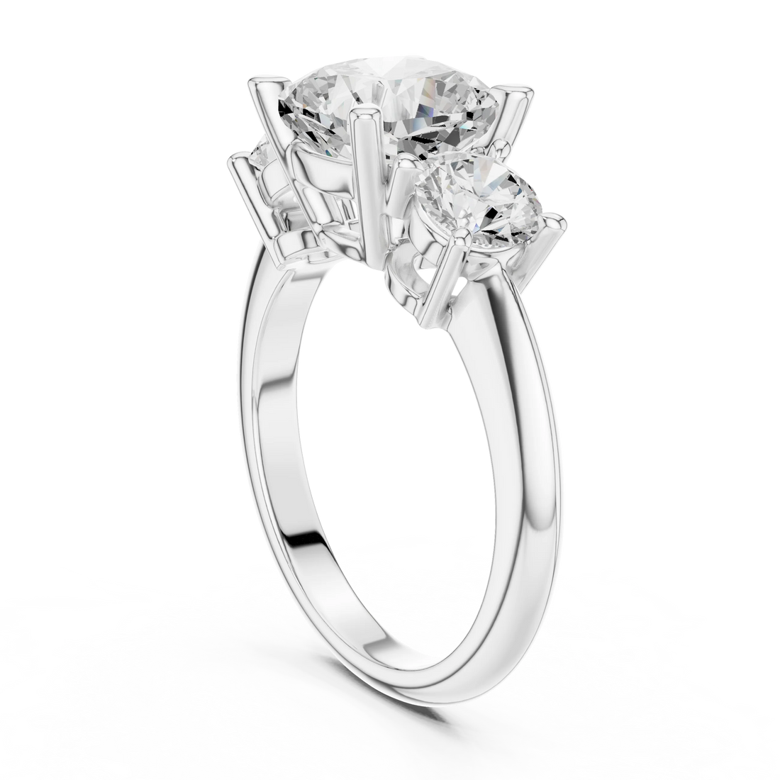 Cushion Cut Diamond Three-Stone Engagement Ring