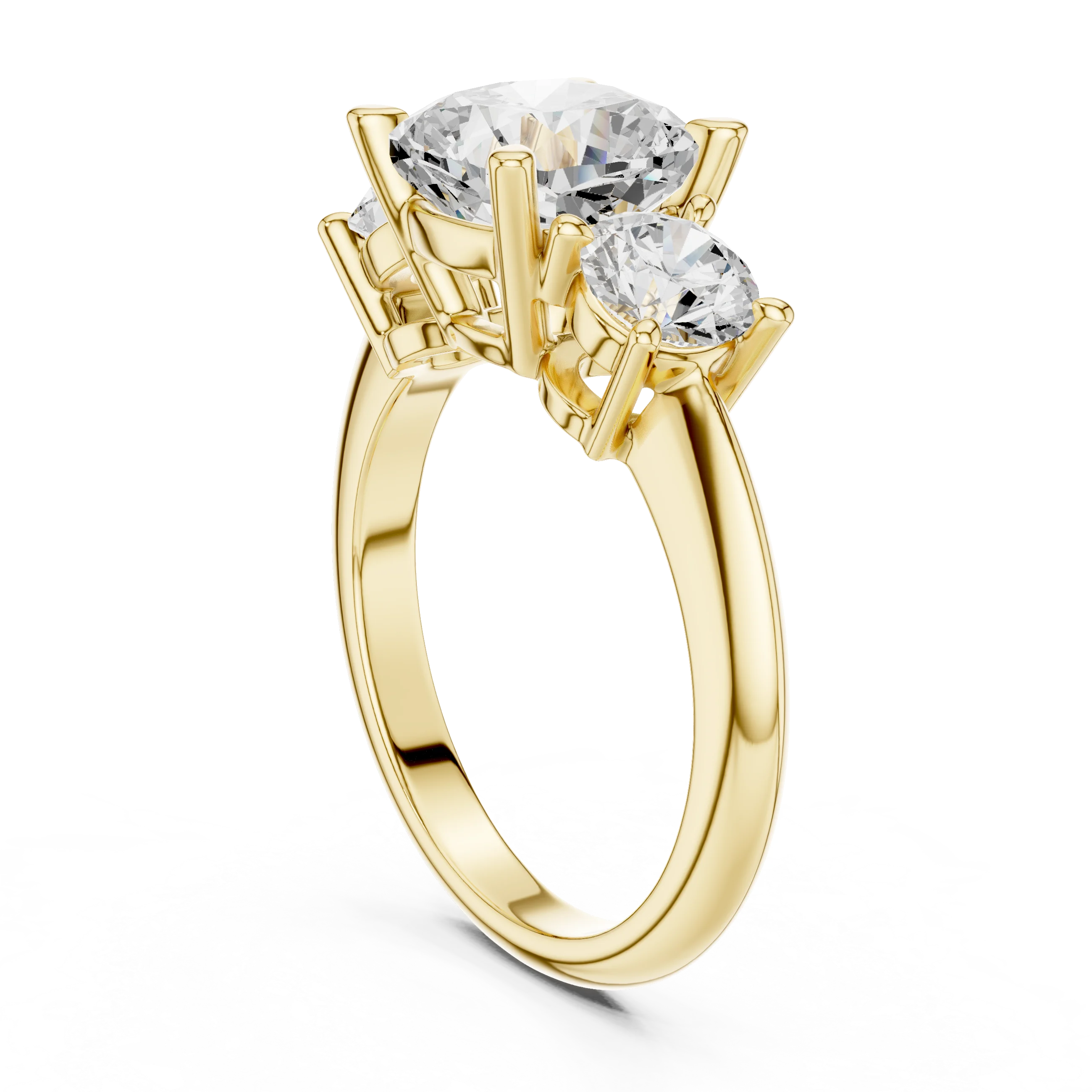 Cushion Cut Diamond Three-Stone Engagement Ring