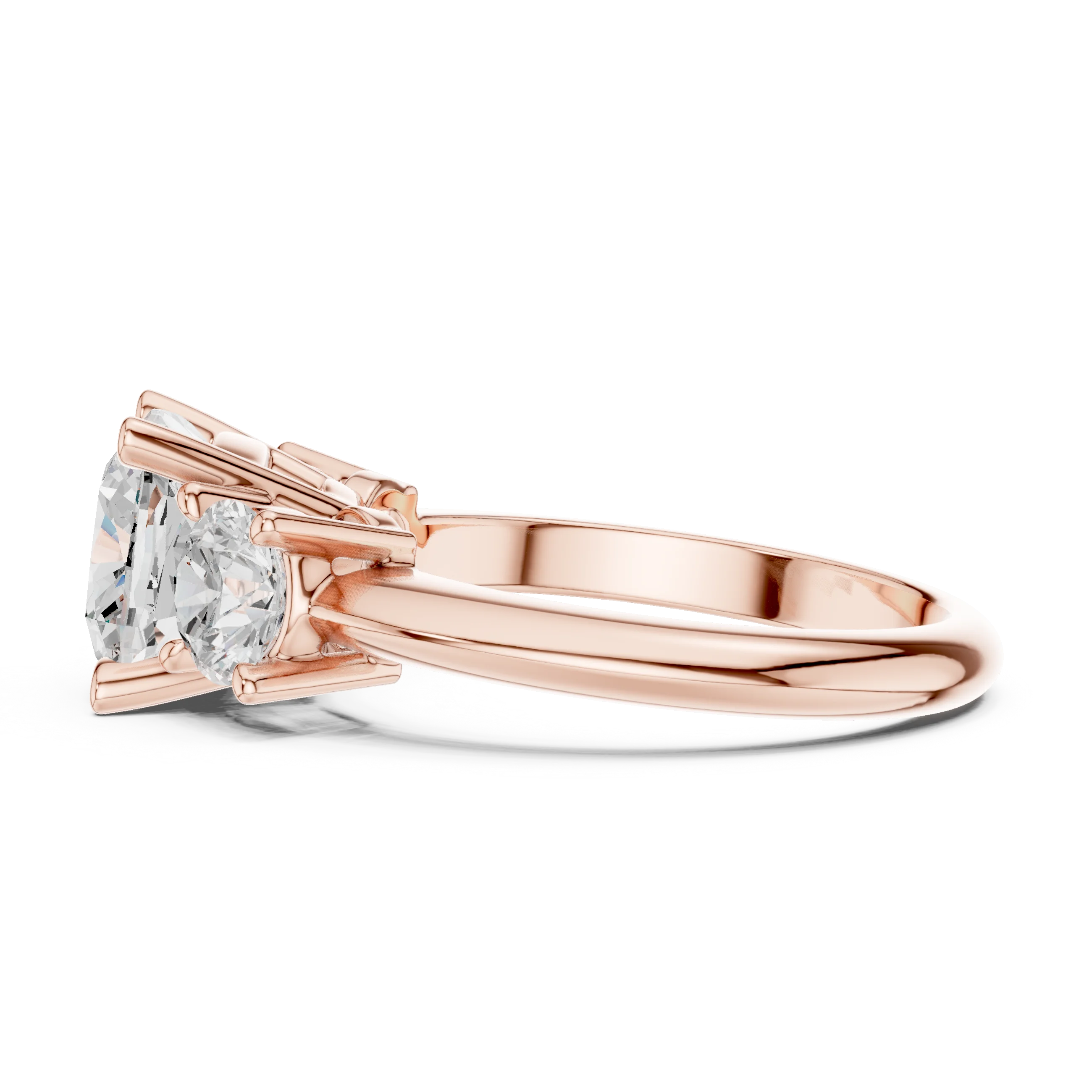 Cushion Cut Diamond Three-Stone Engagement Ring