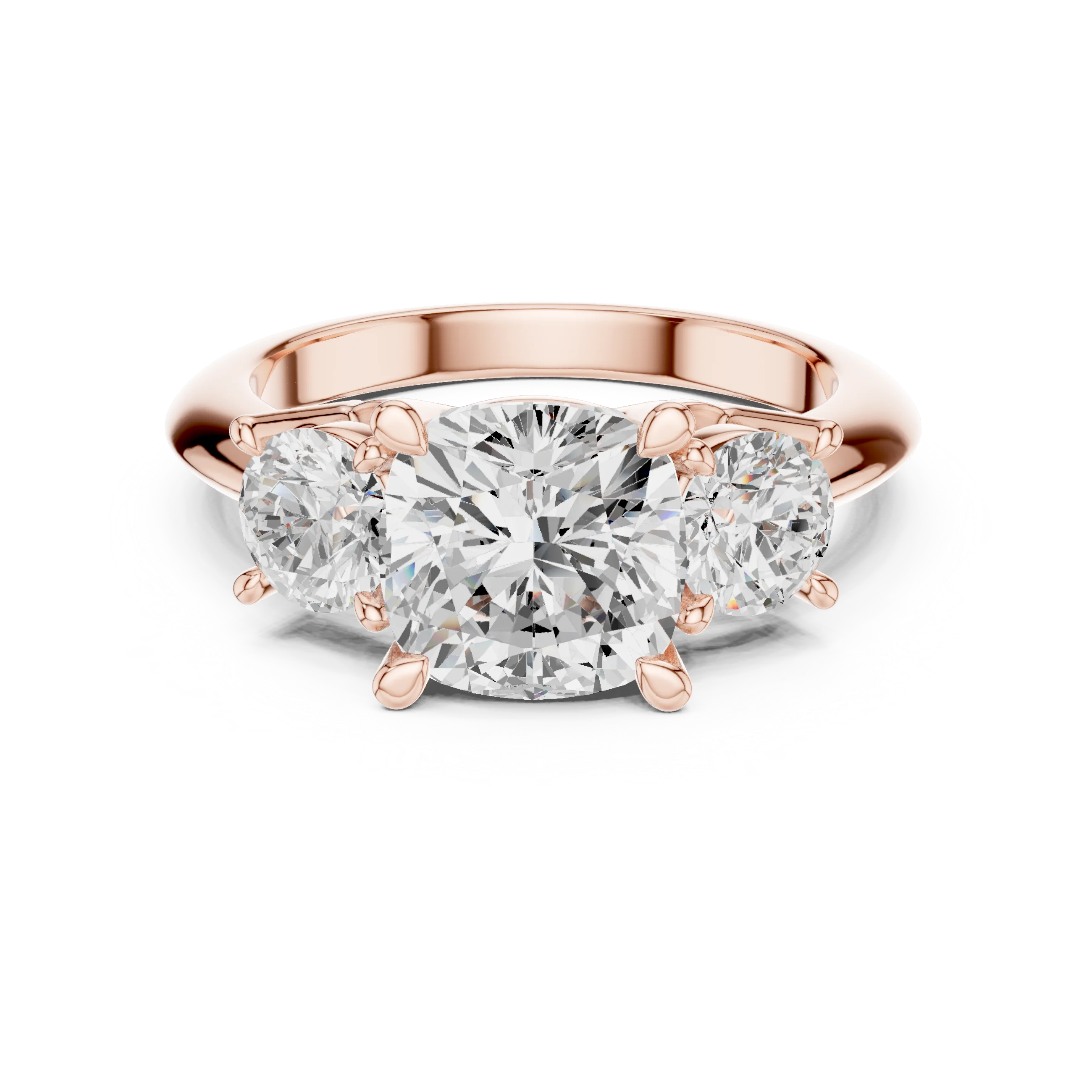 Cushion Cut Diamond Three-Stone Engagement Ring
