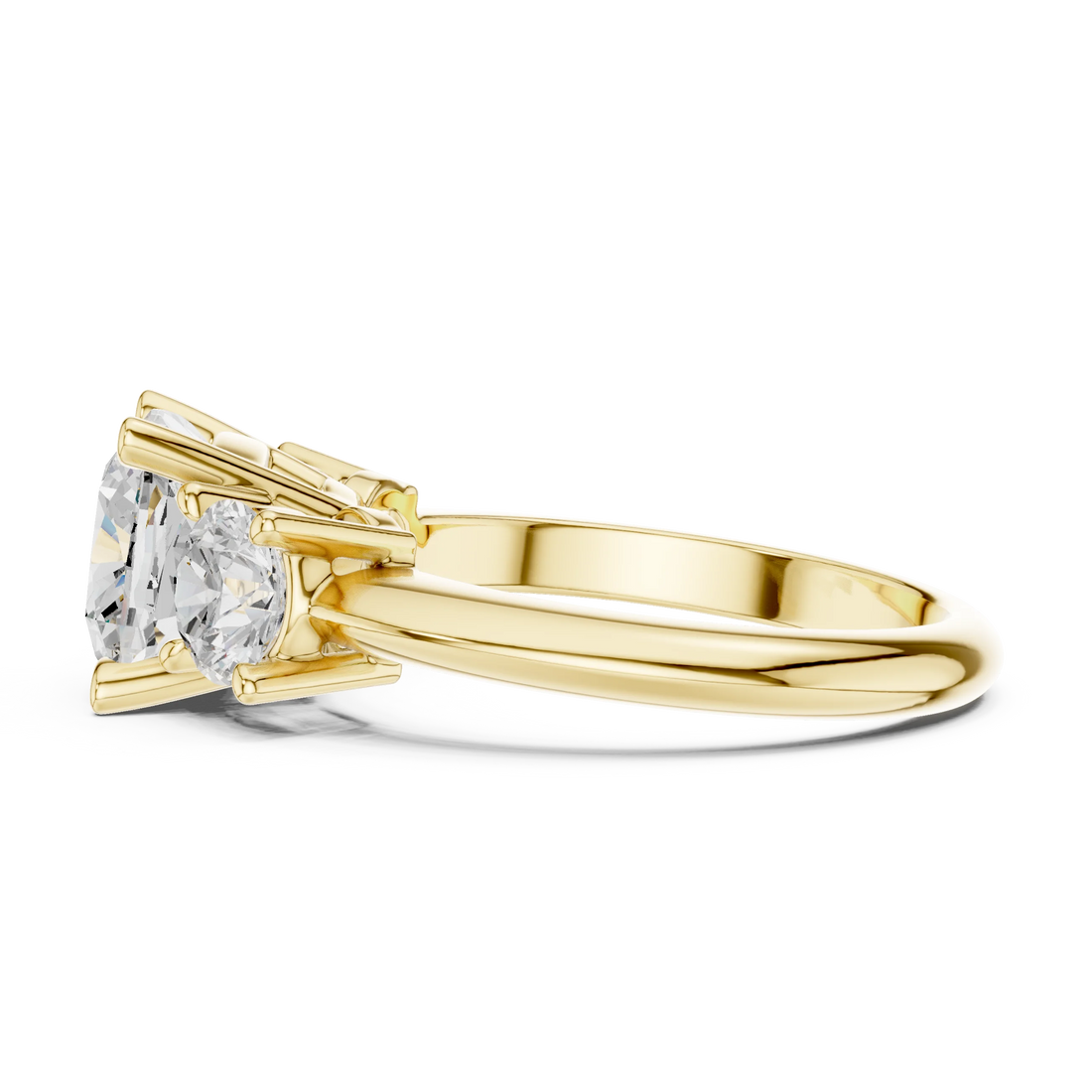 Cushion Cut Diamond Three-Stone Engagement Ring