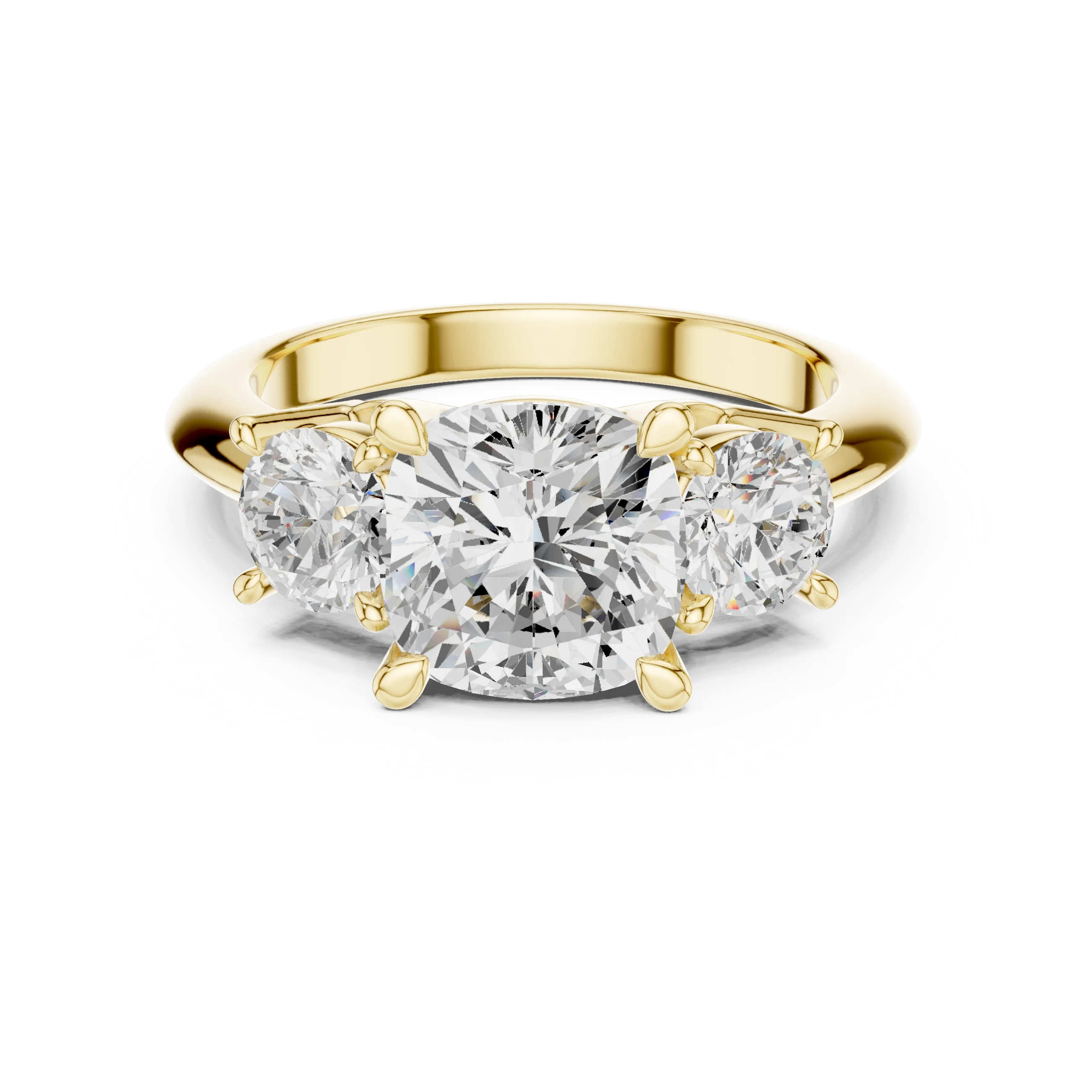 Cushion Cut Diamond Three-Stone Engagement Ring