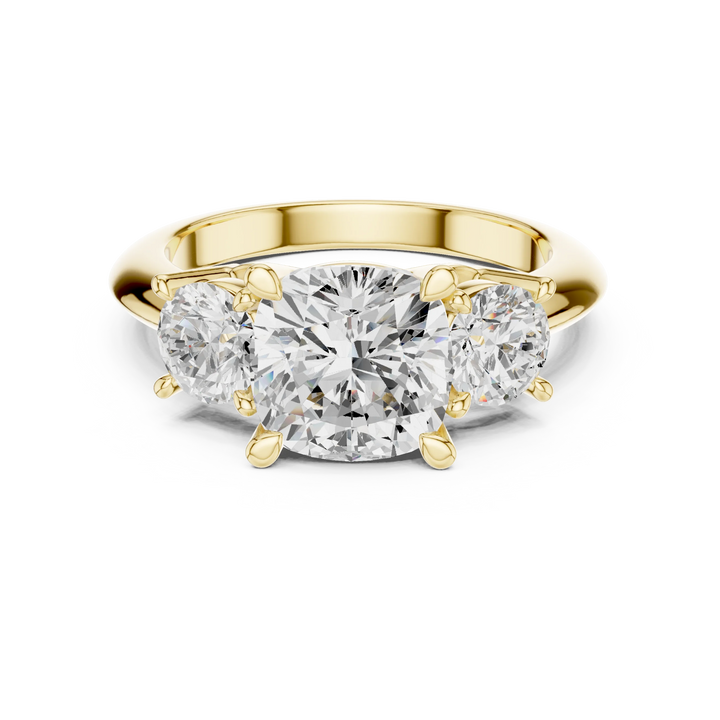 Cushion Cut Diamond Three-Stone Engagement Ring
