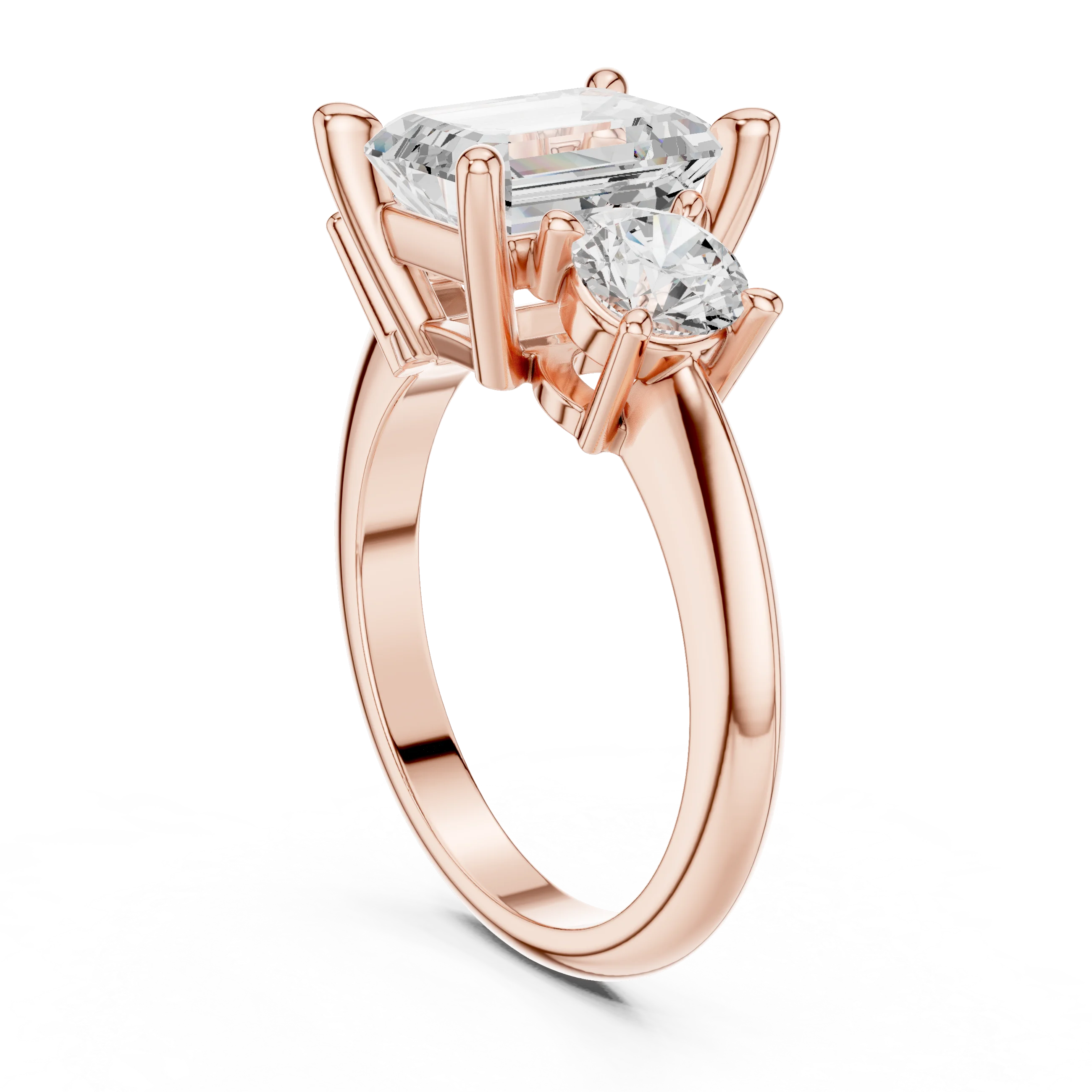 Emerald Cut Diamond Three-Stone Engagement Ring