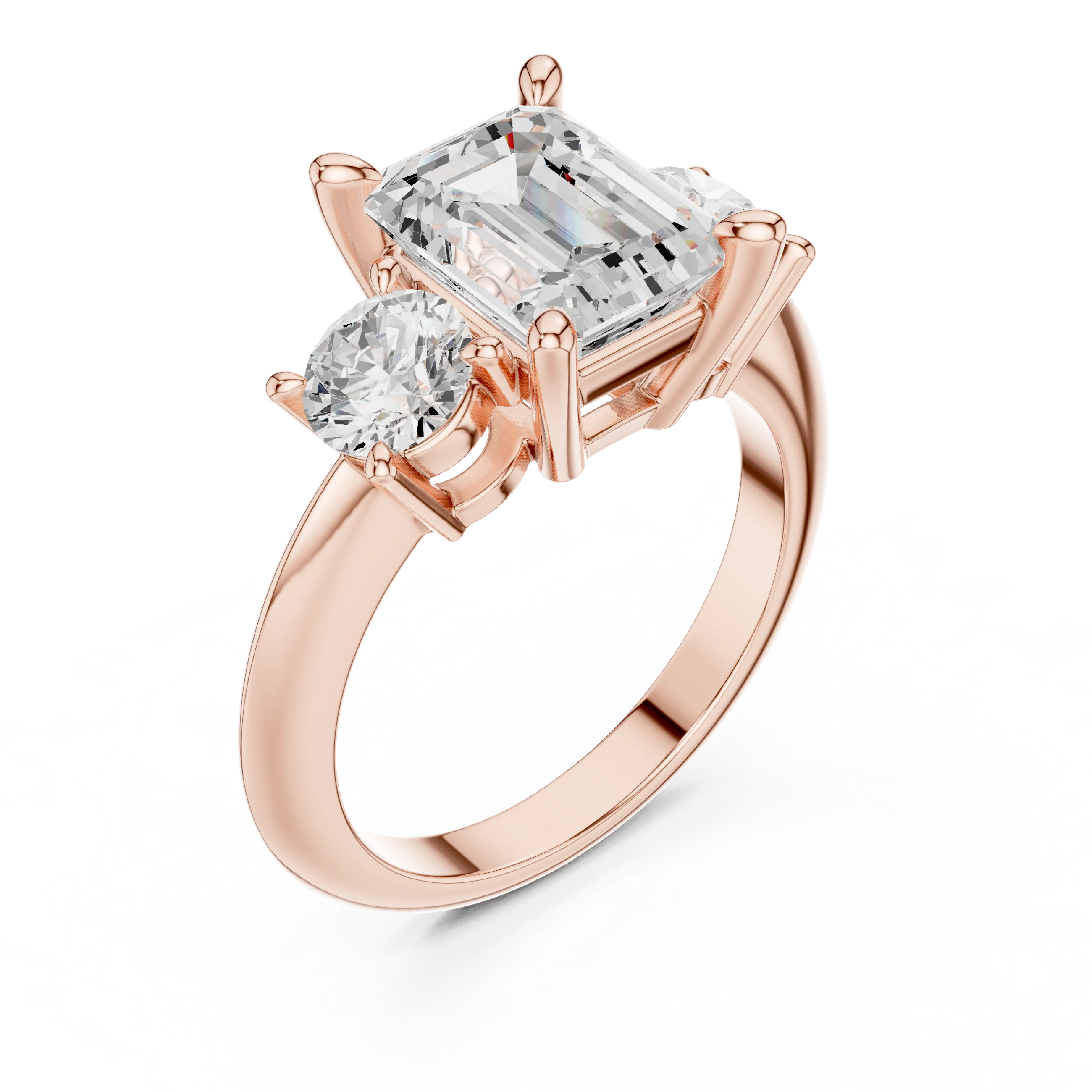 Emerald Cut Diamond Three-Stone Engagement Ring