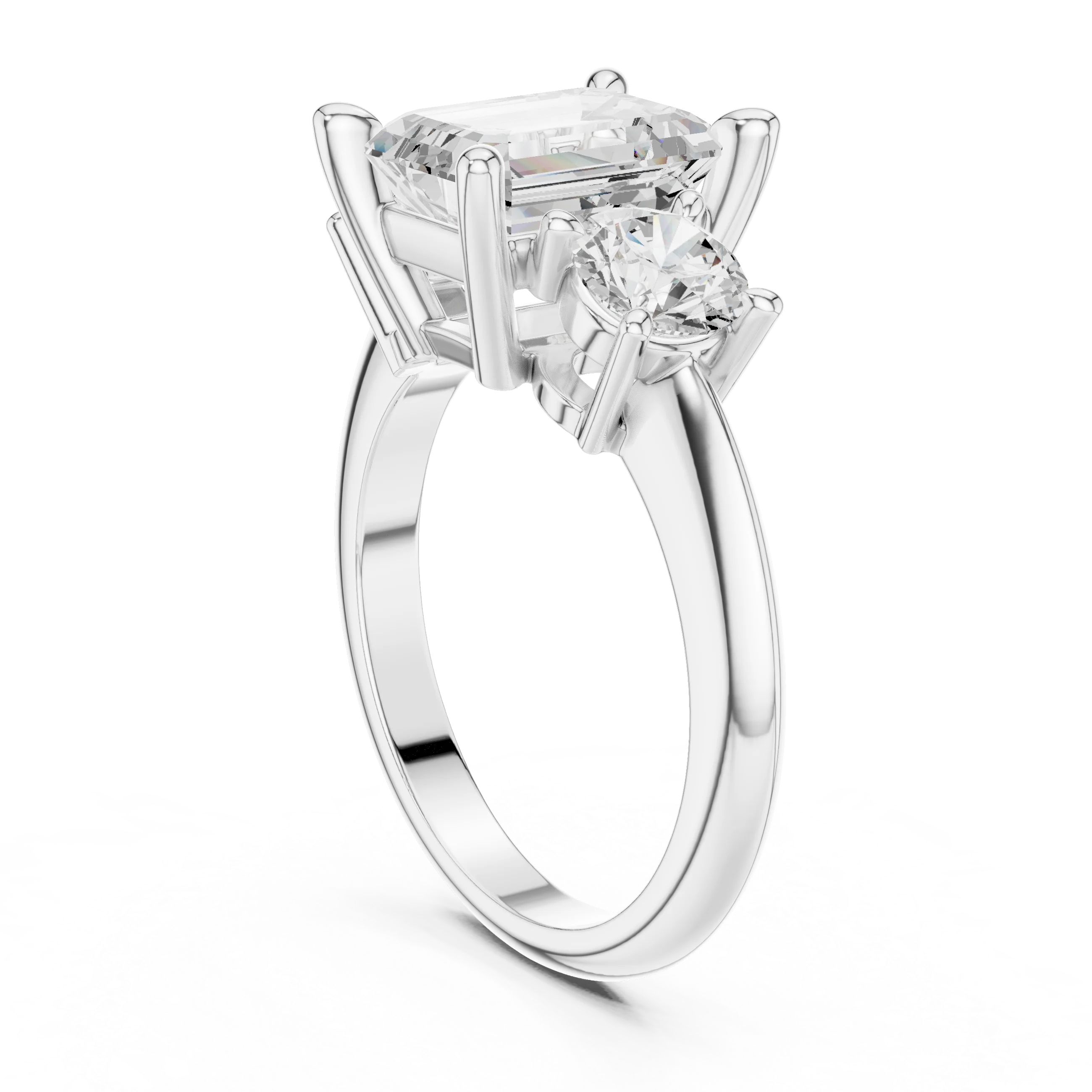 Emerald Cut Diamond Three-Stone Engagement Ring